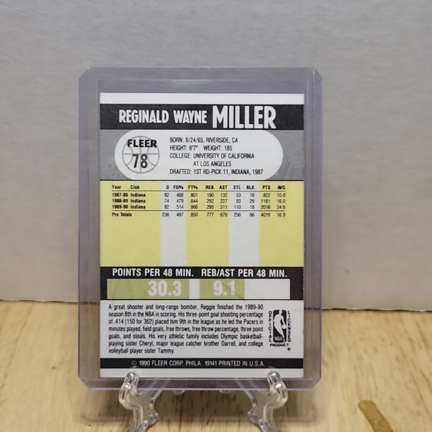 1990 Fleer #78 Reggie Miller