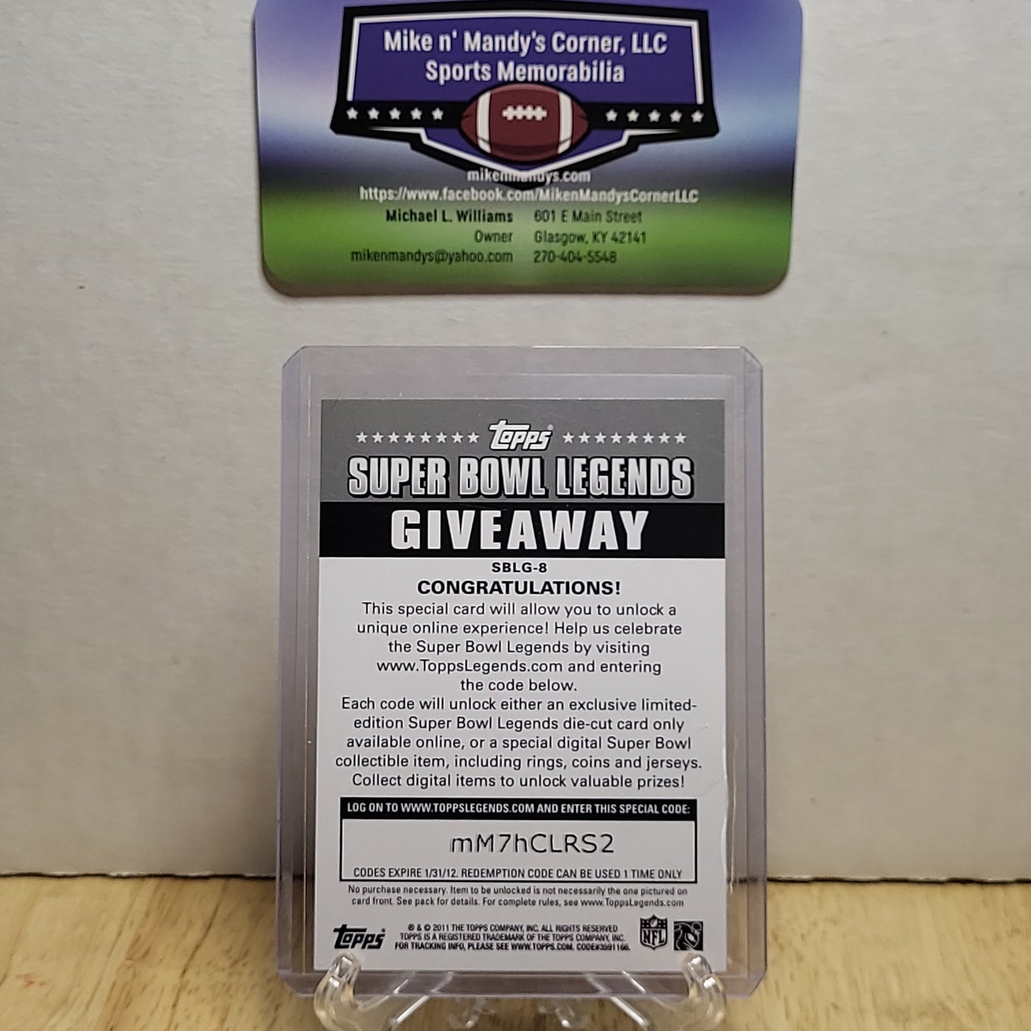 2011 Topps Super Bowl Legends Giveaway #8 Peyton Manning