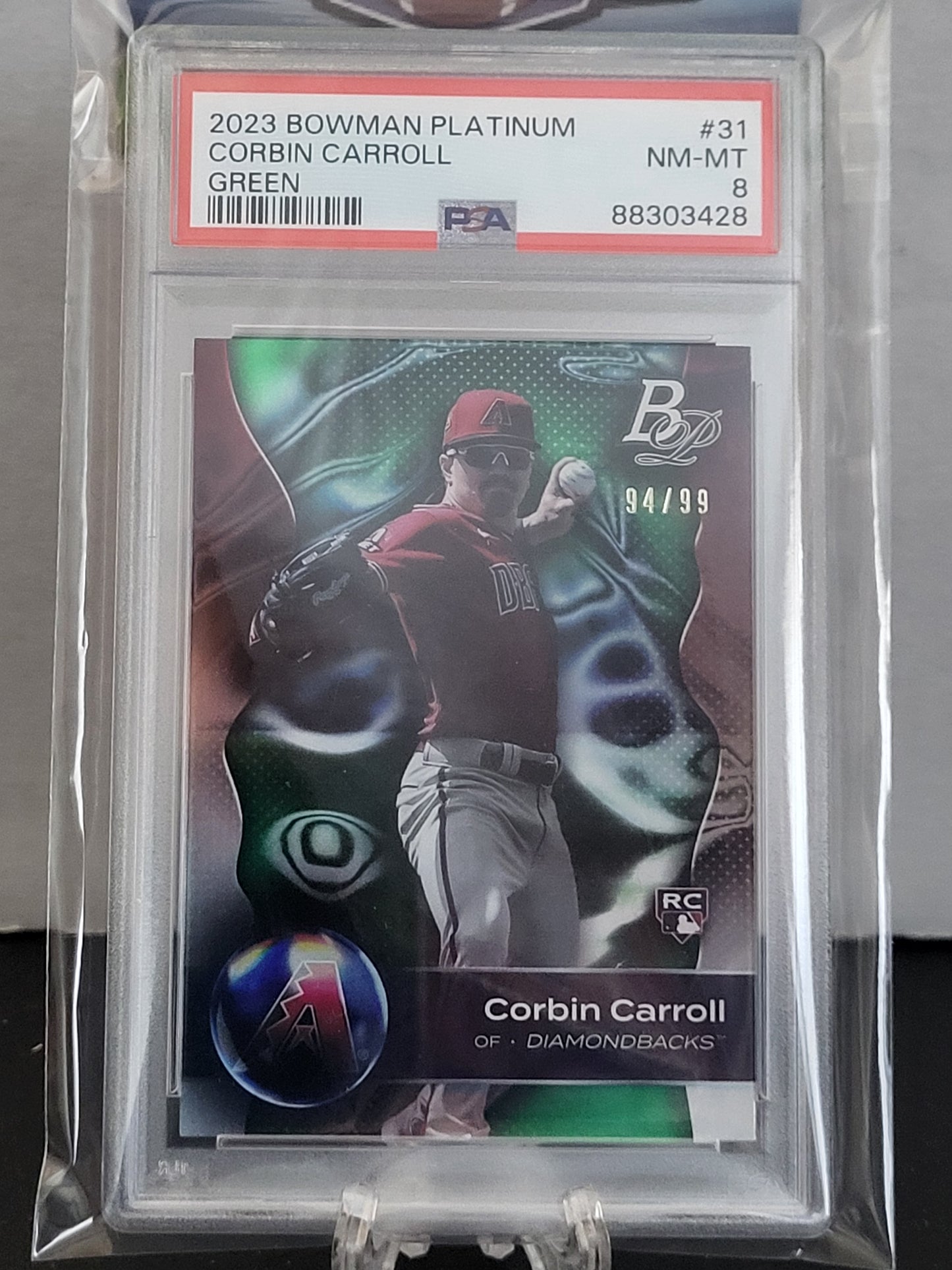 2023 Bowman Platinum 31 Corbin Carroll Green 94/99 PSA 8