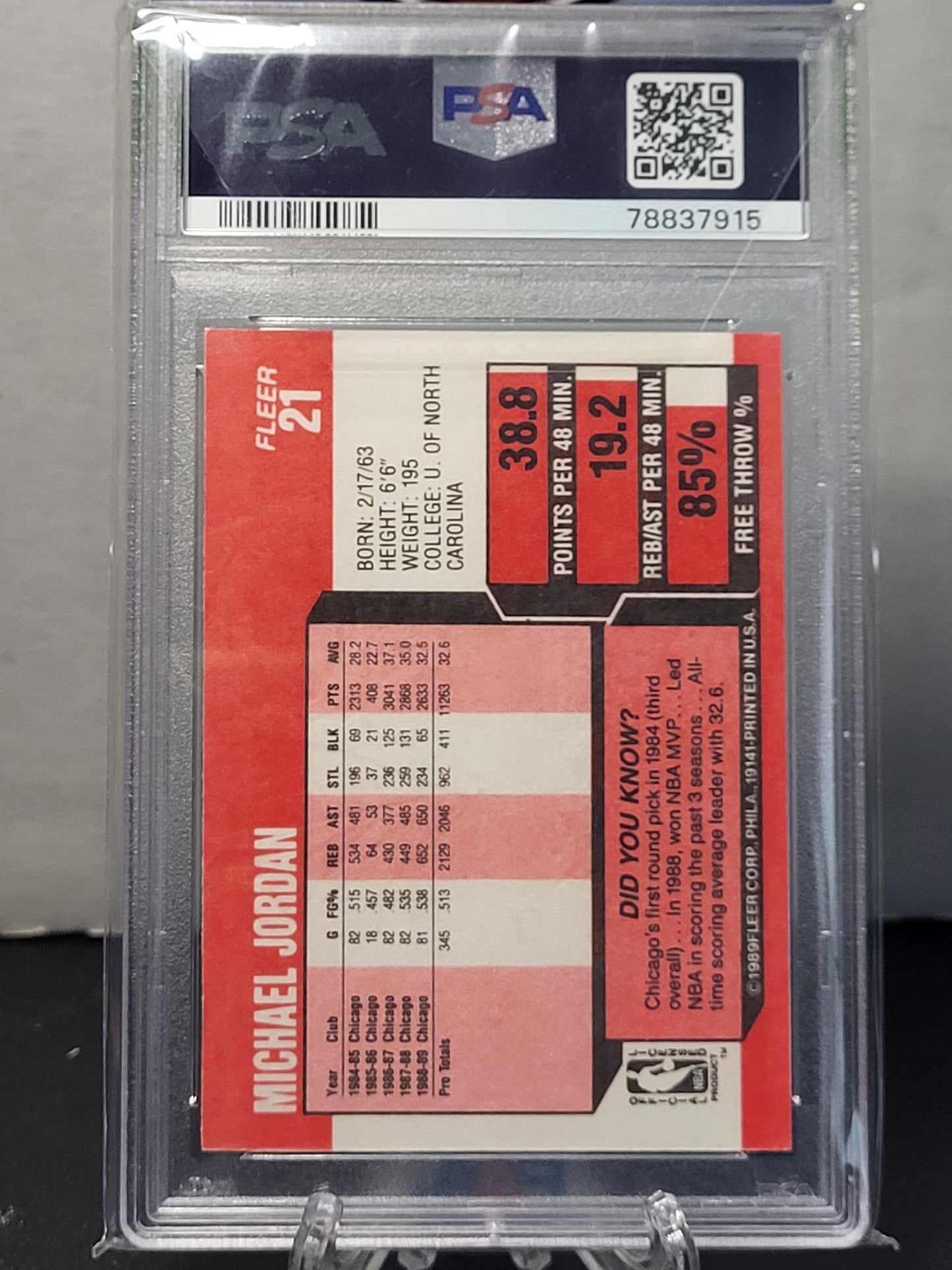 1989 Fleer 21 Michael Jordan PSA 6