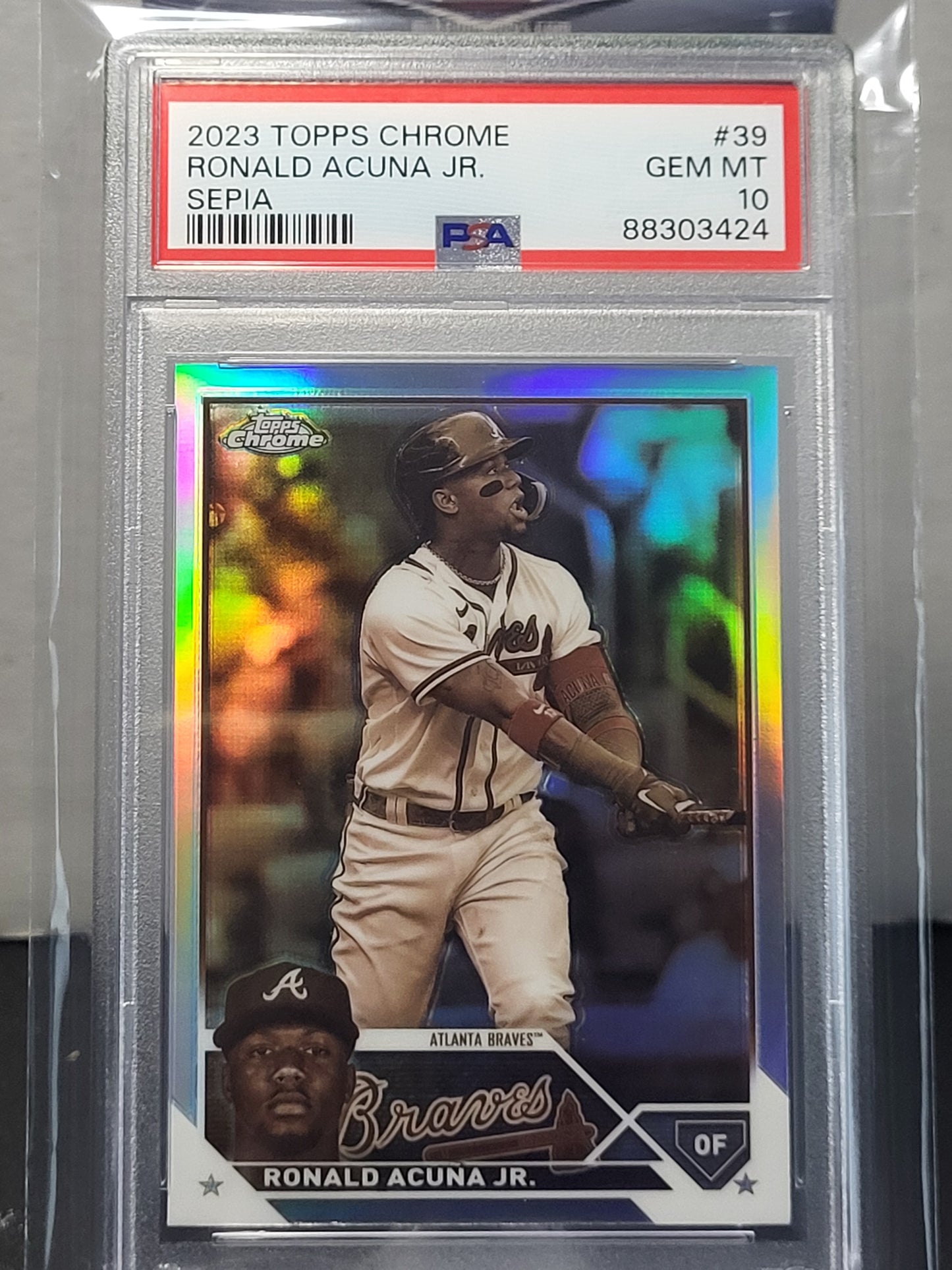 2023 Topps Chrome Ronald Acuna Jr. Sepia Refractor PSA GEM Mint 10