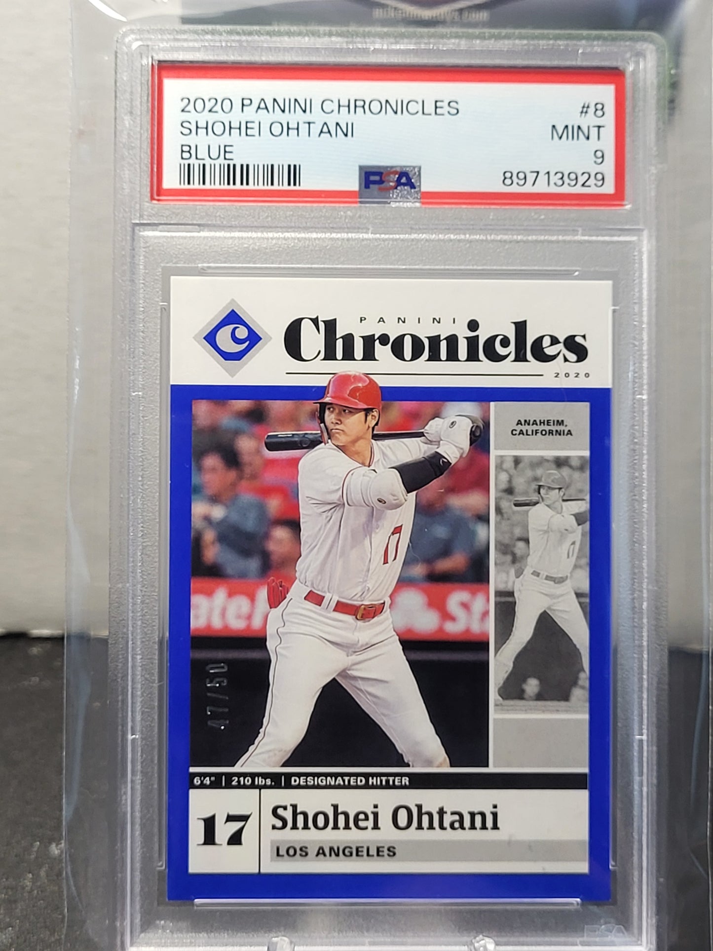 2020 Panini Chronicles 8 Shohei Ohtani Blue 47/50 PSA Mint 9