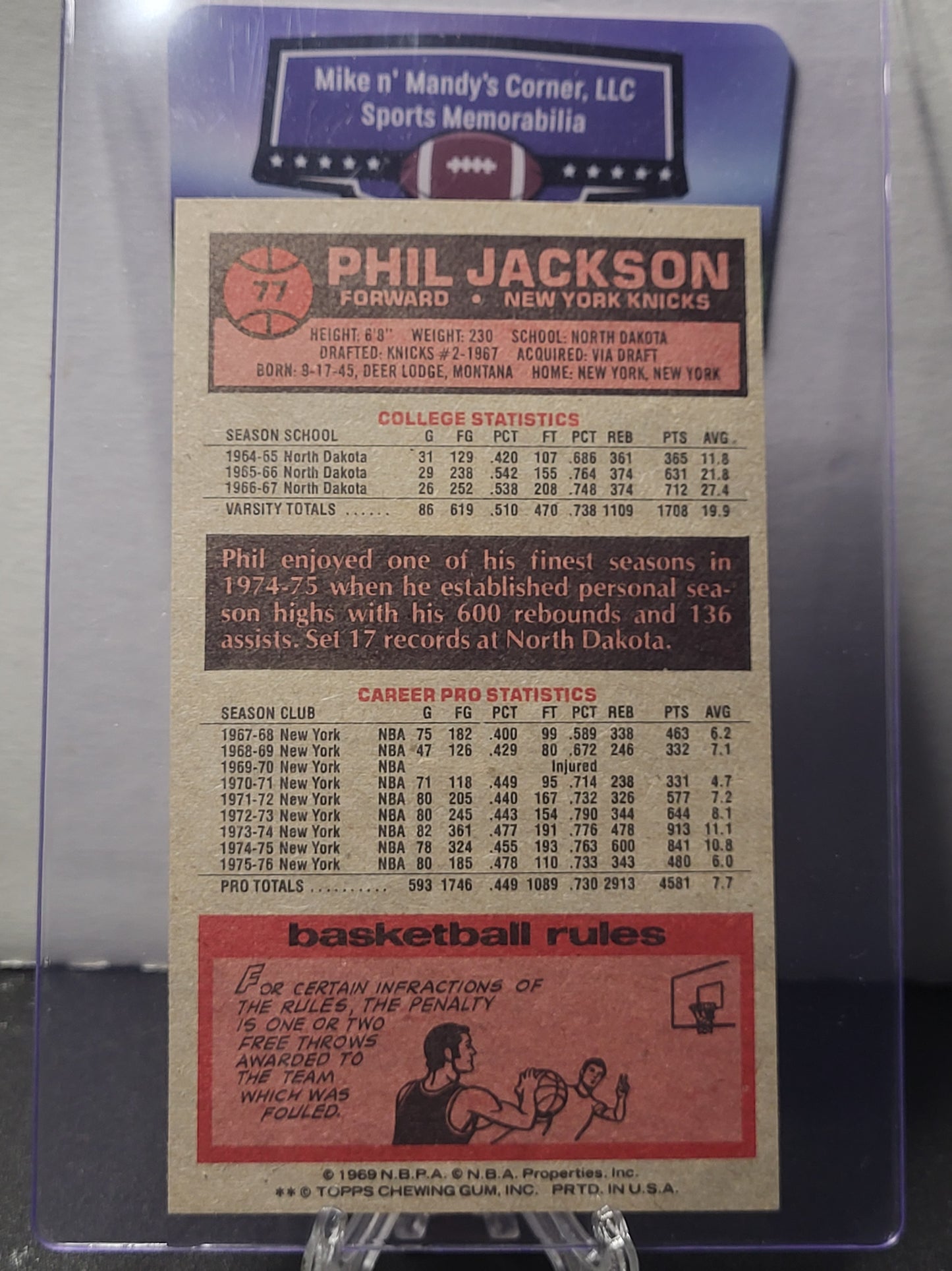 1976 Topps 77 Phil Jackson