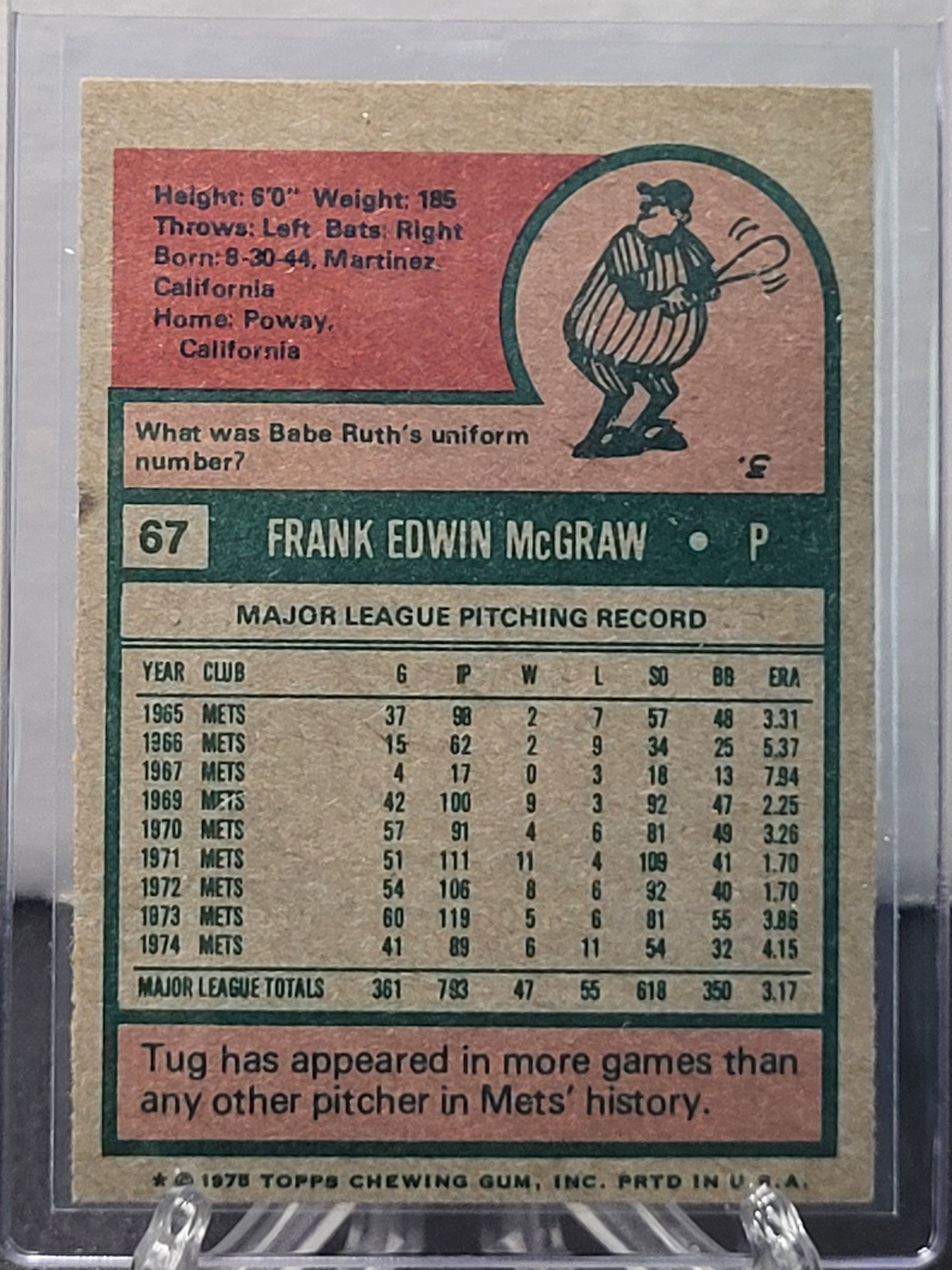 1975 Topps 67 Tug McGraw