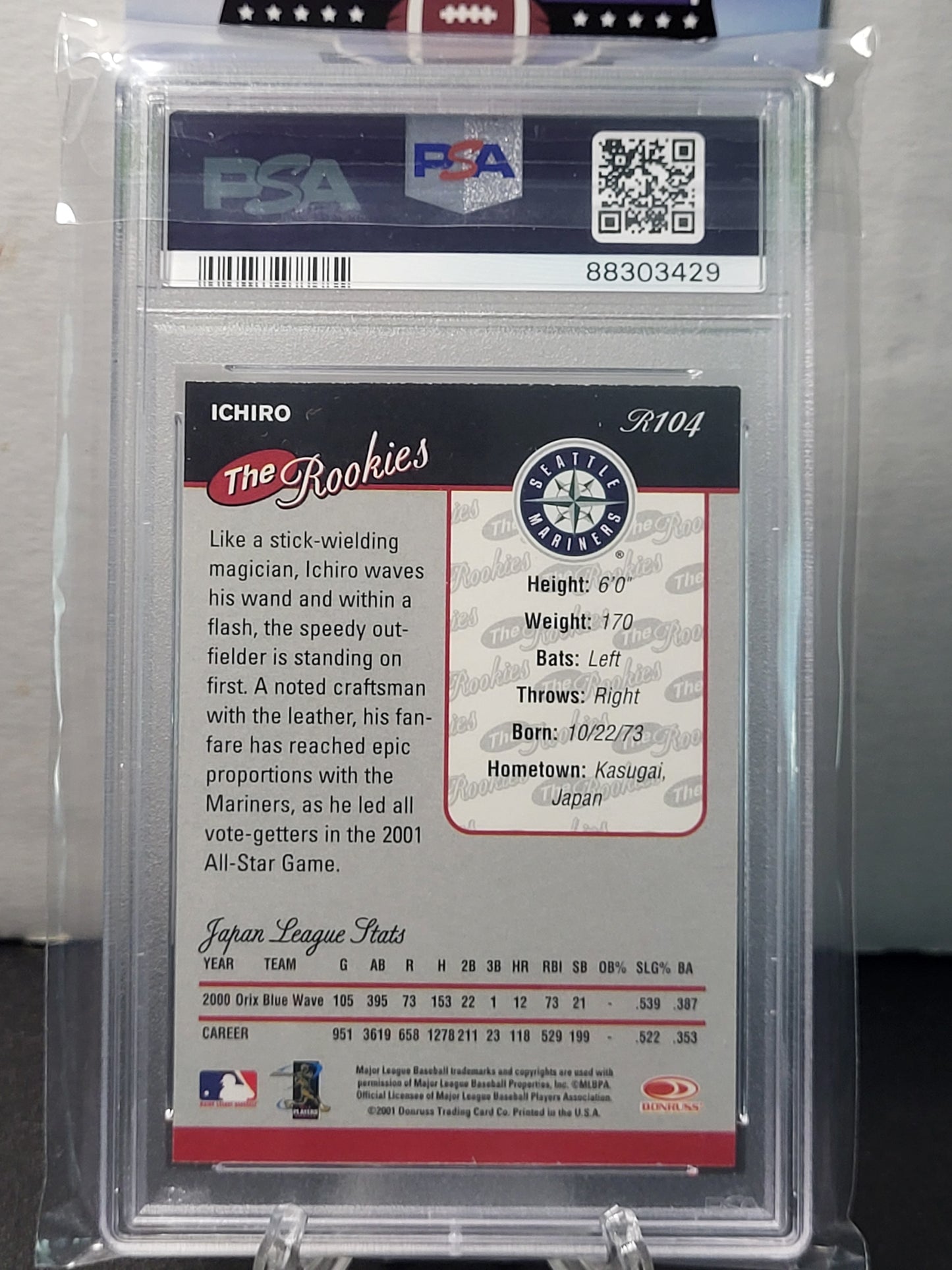 2001 Donruss Rookie R104 Ichiro PSA NM 7