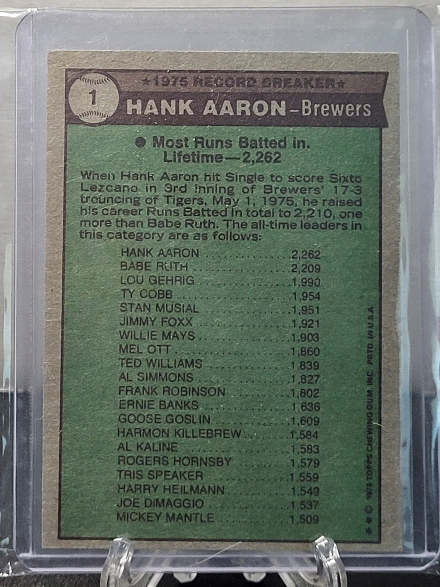 1976 Topps 1 Hank Aaron Record Breaker