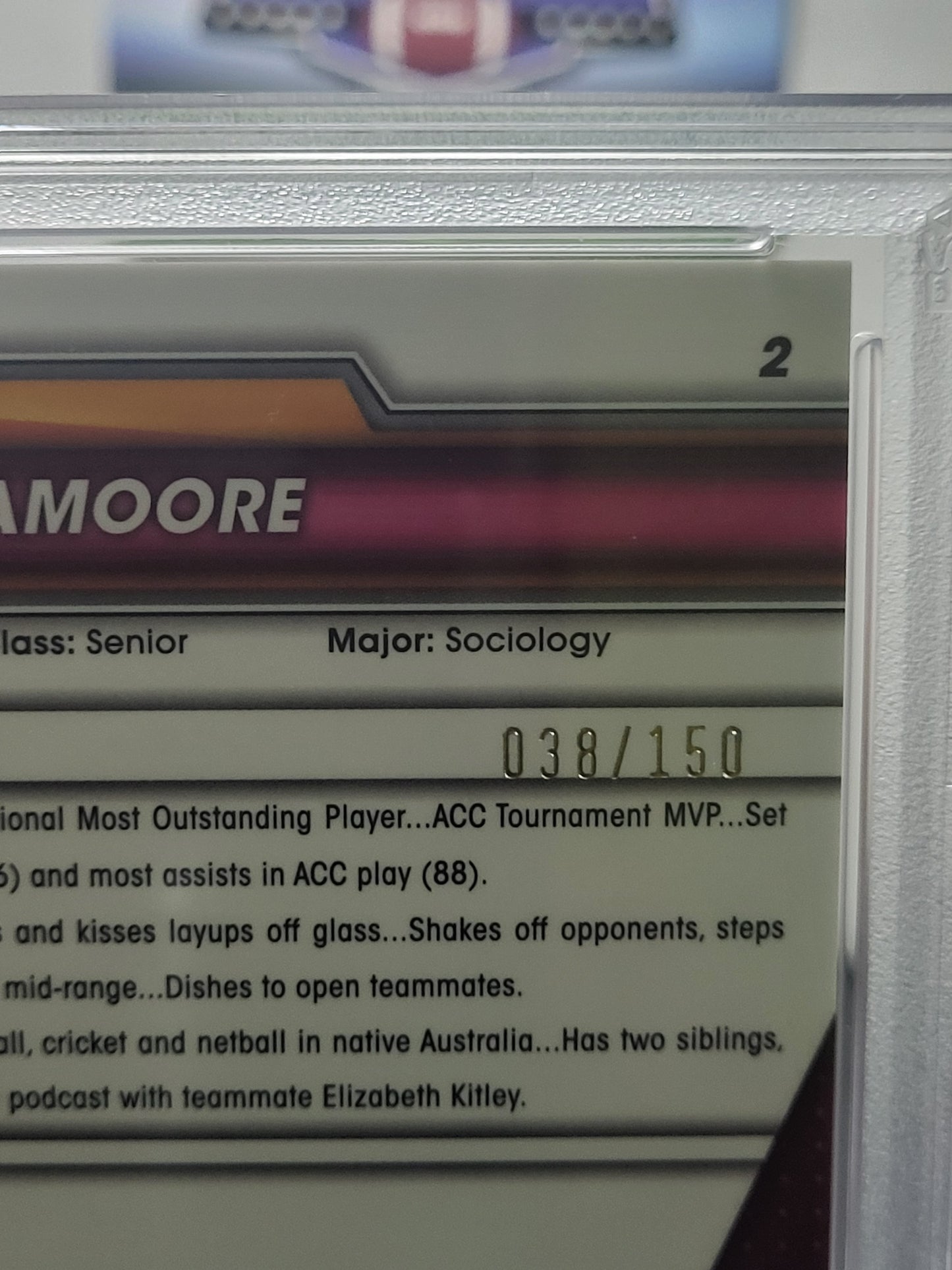 2023-24 Bowman University Chrome 2 Georgia Amoore Fuchsia Mini-Diamond 38/150 PSA GEM MT 10