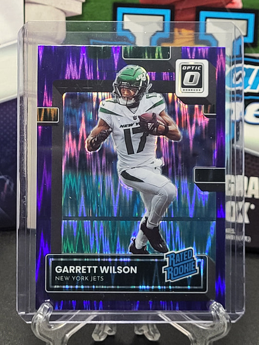 2022 Donruss Optic 206 Garrett Wilson Rated Rookie Purple Shock Prizm