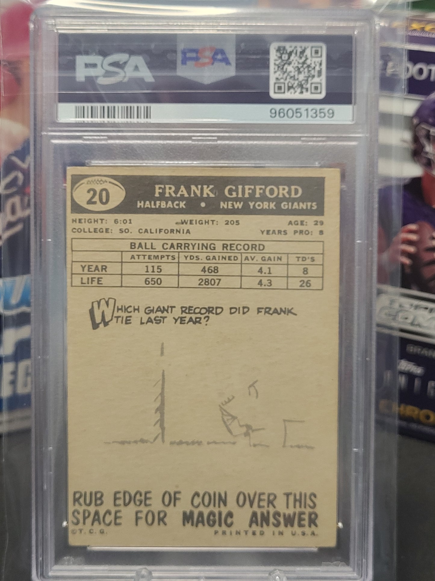 1959 Topps 20 Frank Gifford  PSA VG-EX 4