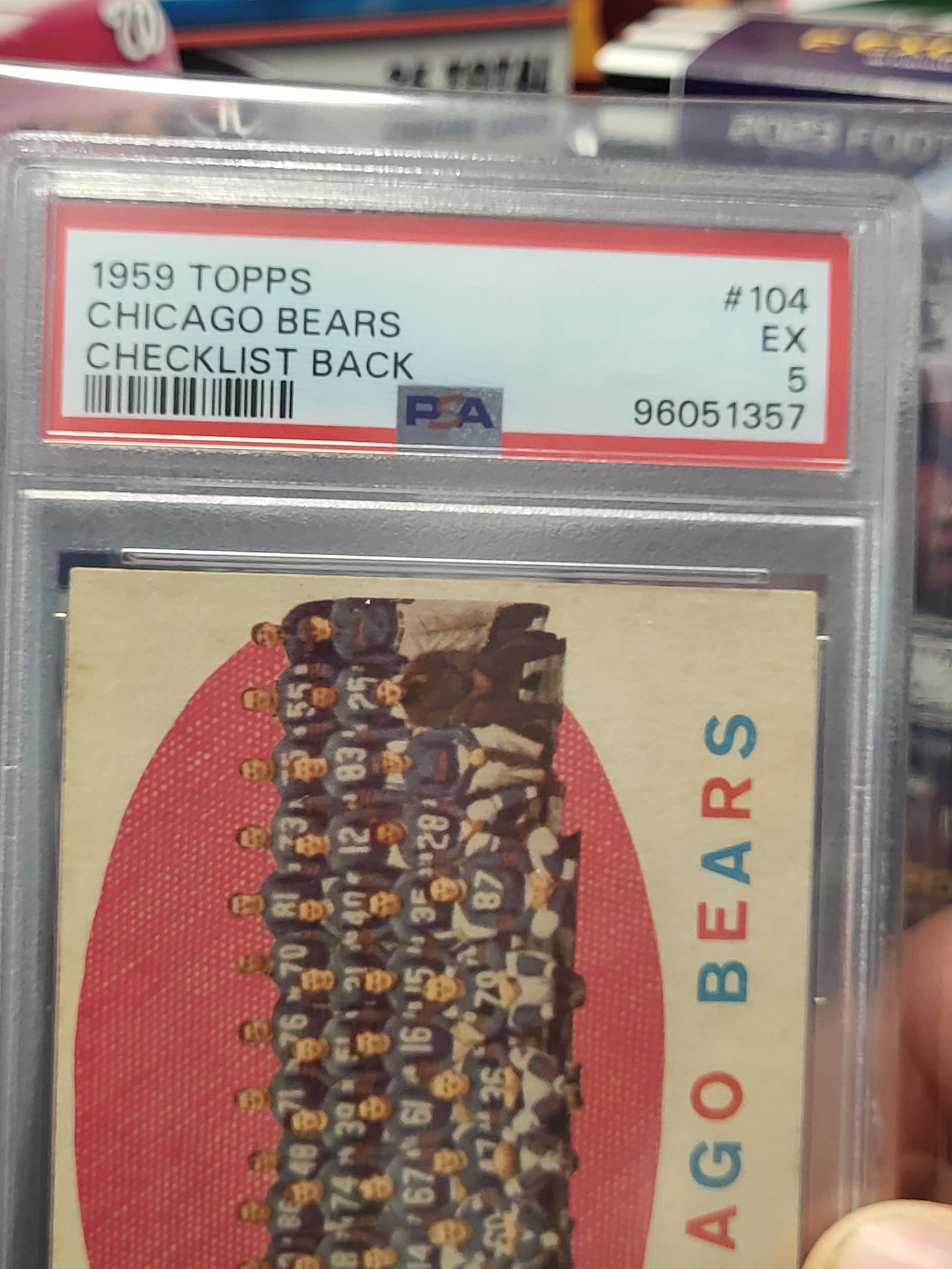 1959 Topps 104 Chicago Bears Checklist PSA EX 5