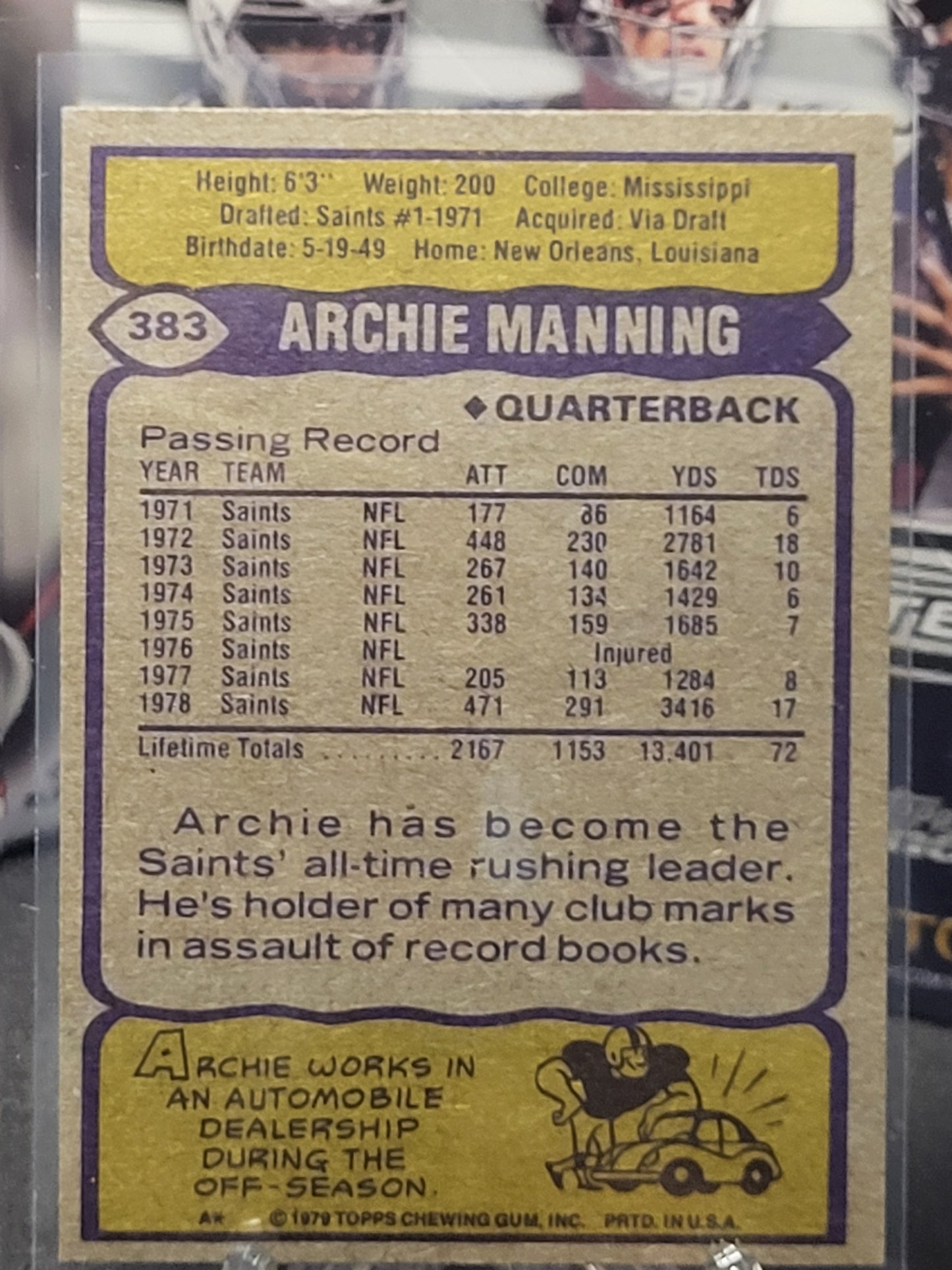 1979 Topps 383 Archie Manning