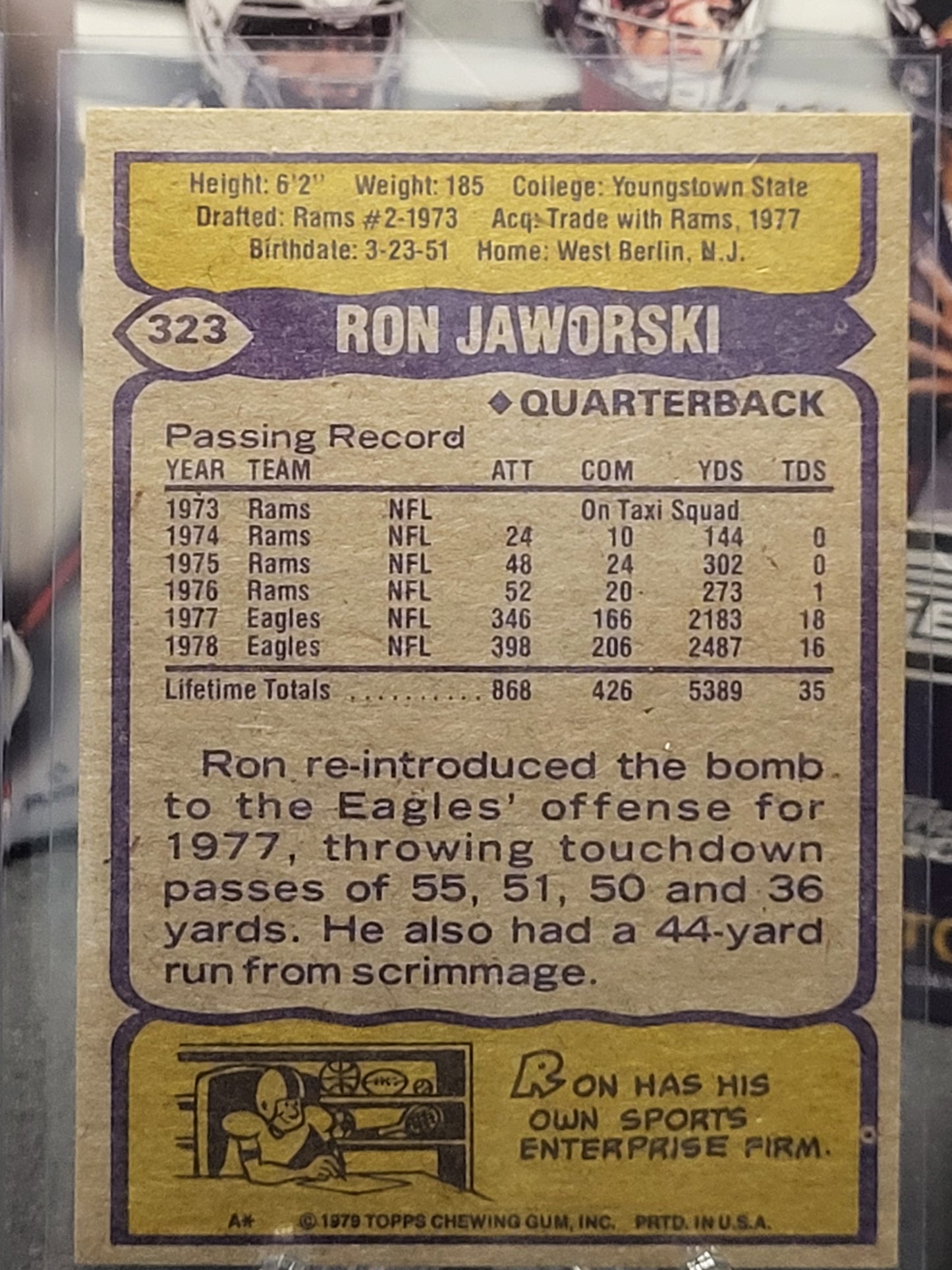 1979 Topps 323 Ron Jaworski