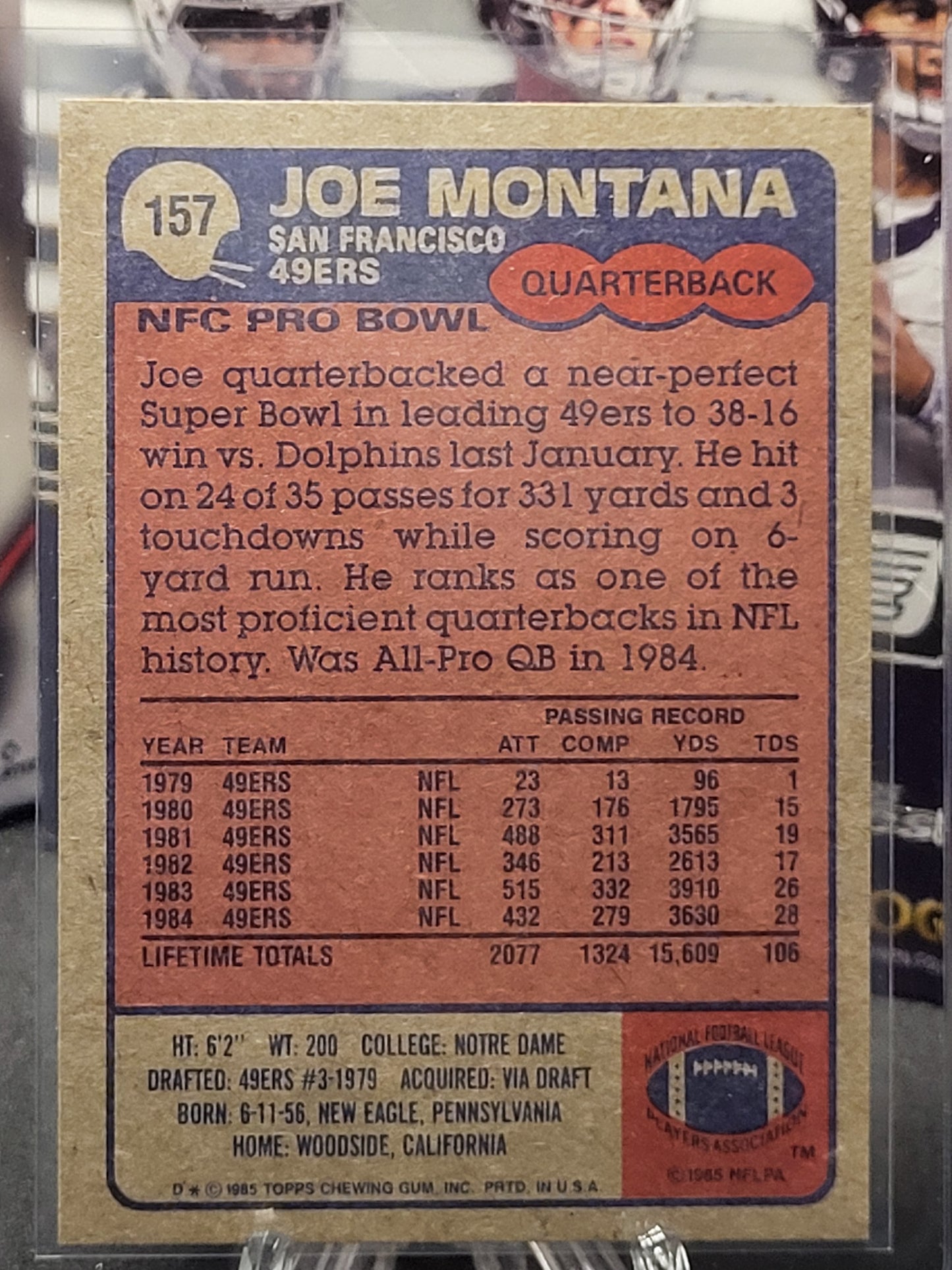 1985 Topps 157 Joe Montana