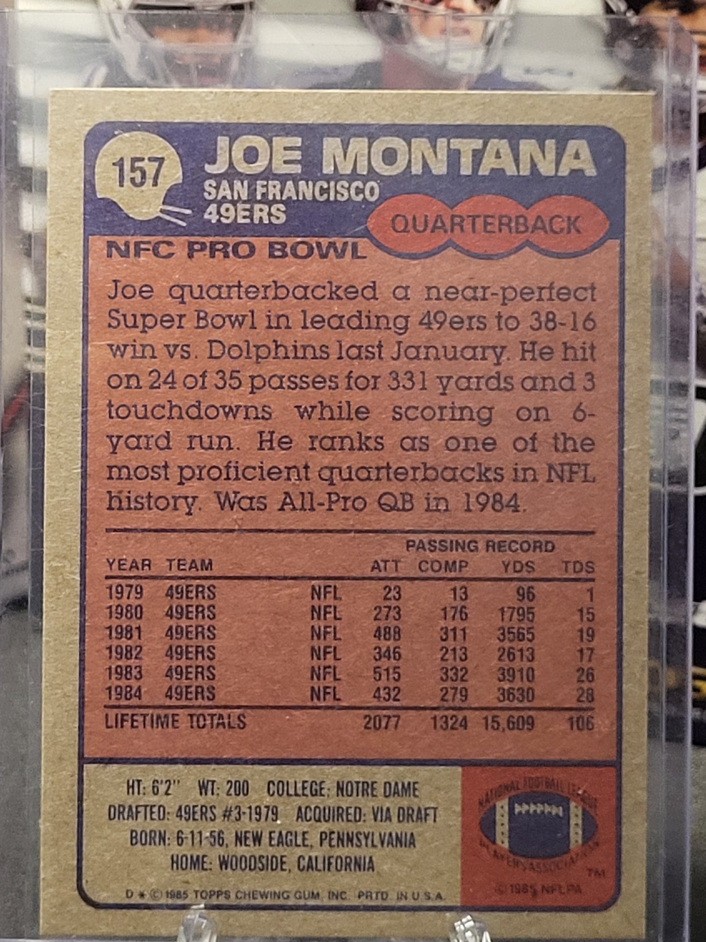 1985 Topps 157 Joe Montana