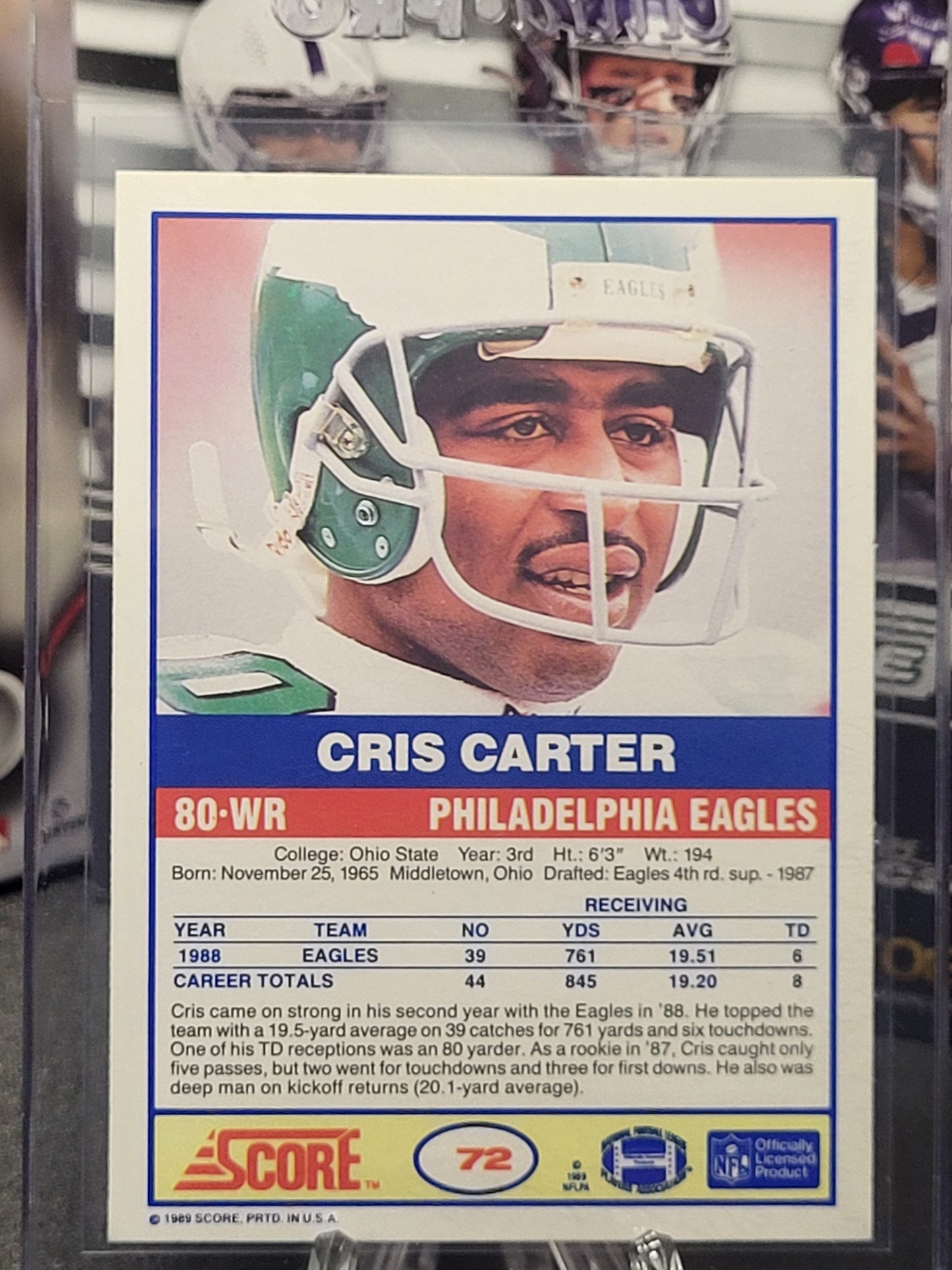 1989 Score 72 Chris Carter RC