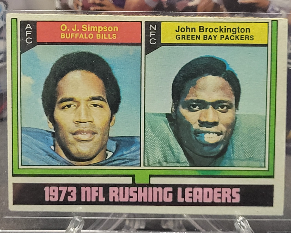 1974 Topps 328 Rushing Leaders O.J. Simpson/John Brockington