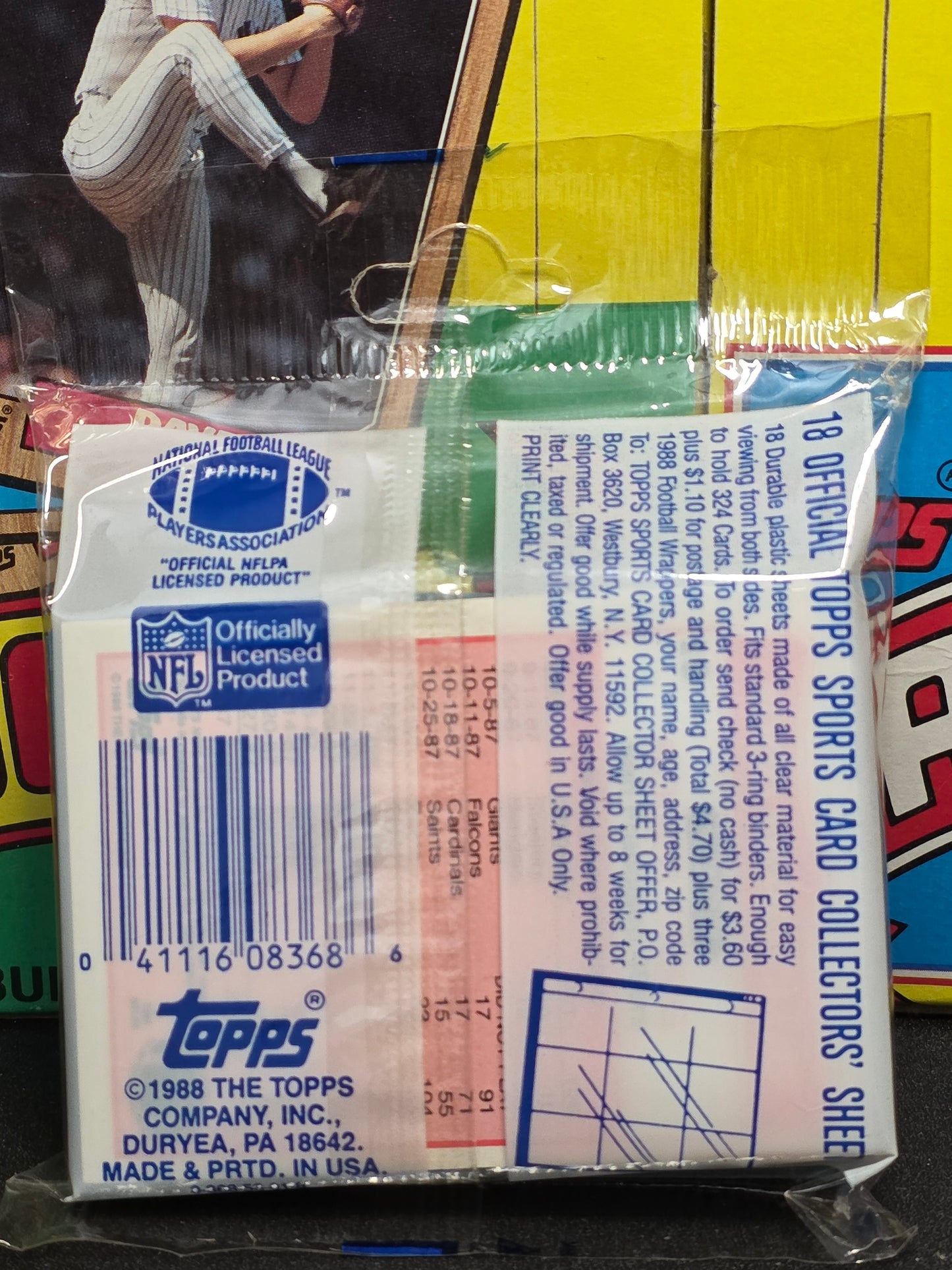 1988 Topps Football Jumbo Cello Pack (40 cards) (Howie Long on top)