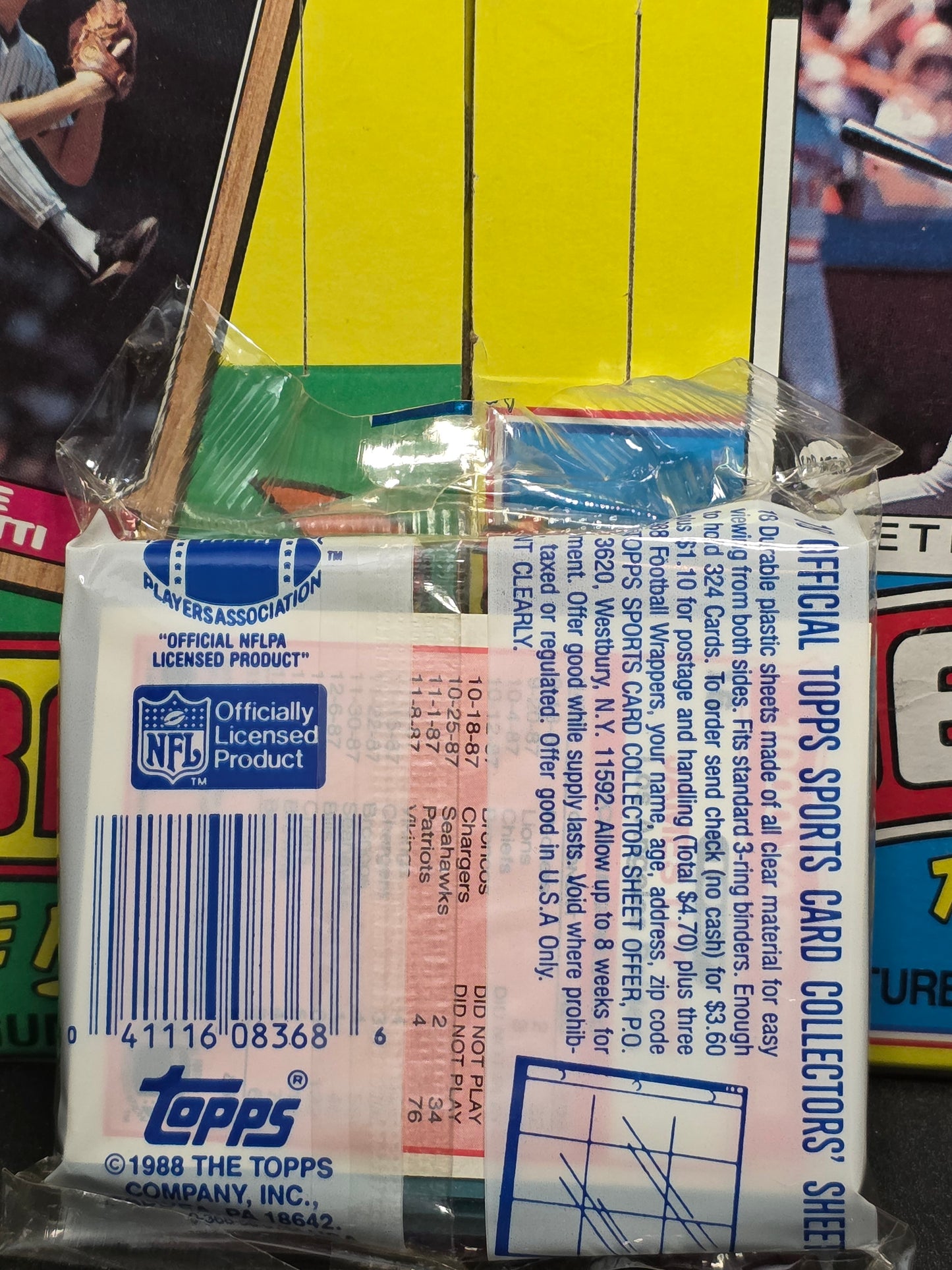 1988 Topps Football Jumbo Cello Pack (40 cards) (Joe Cribbs on top)