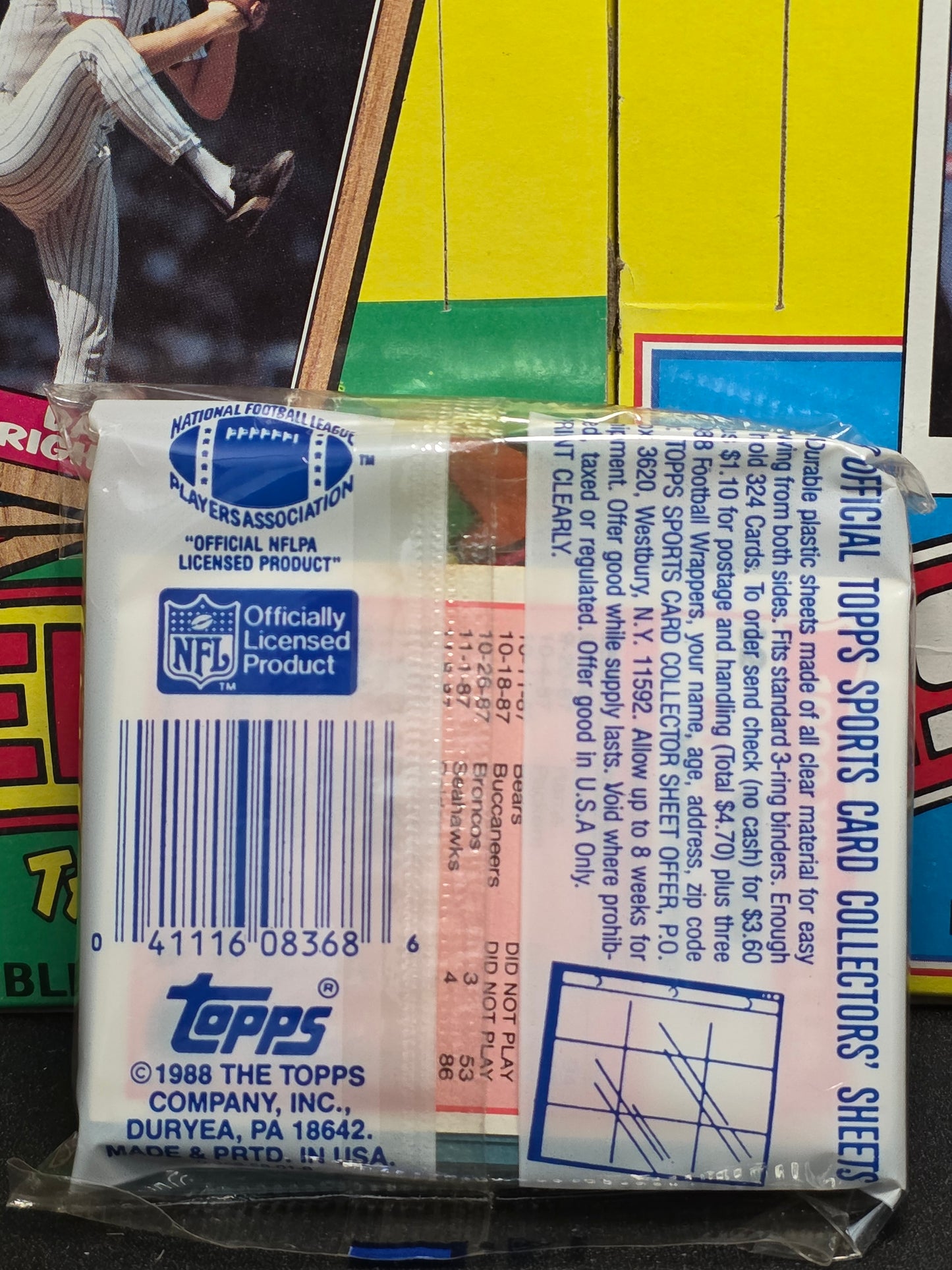 1988 Topps Football Jumbo Cello Pack (40 cards) (Walter Abercrombie on top)