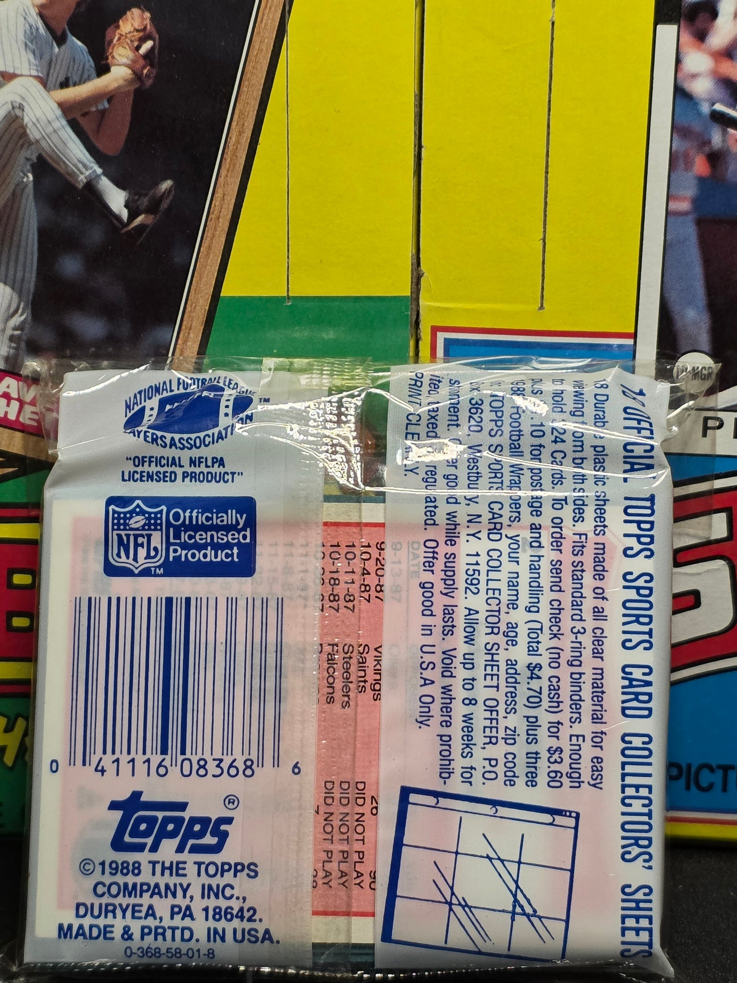 1988 Topps Football Jumbo Cello Pack (40 cards) (Anthony Munoz on top)