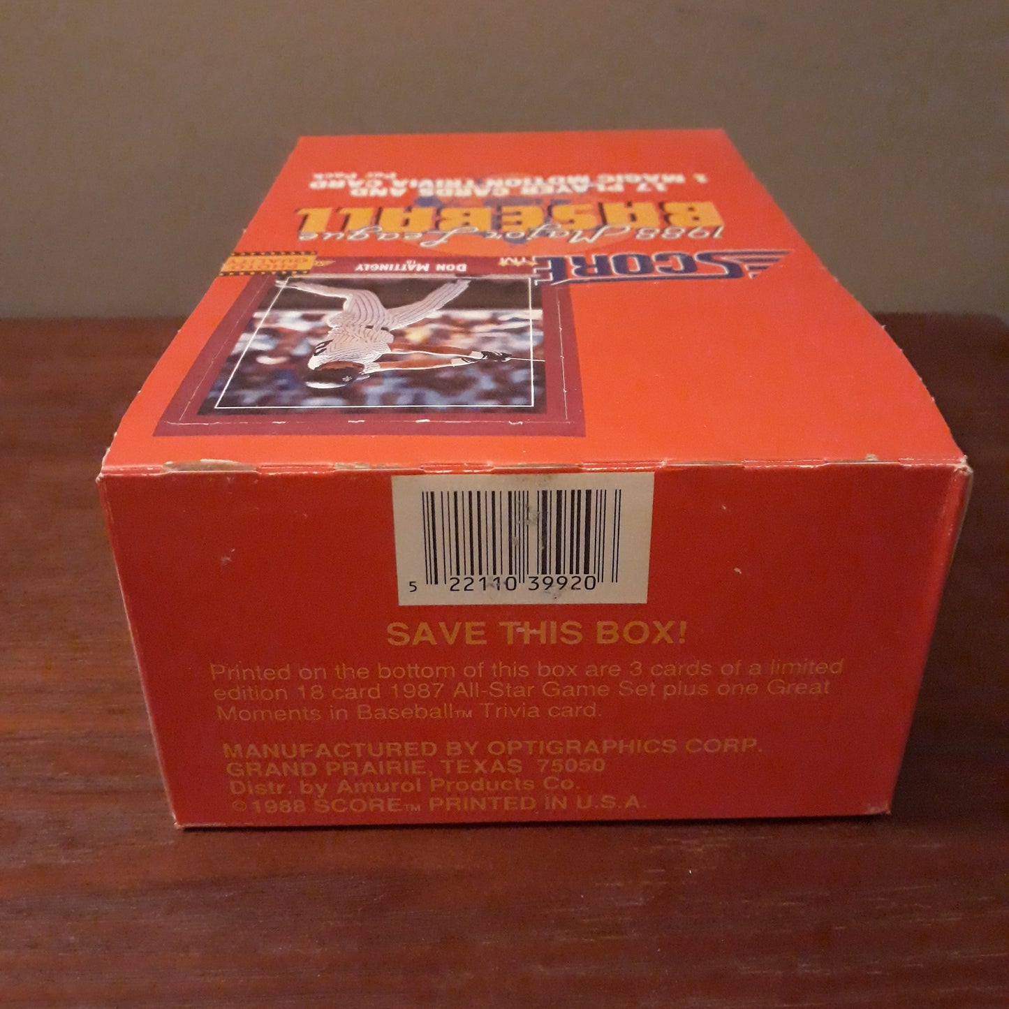 1988 Score Baseball Wax Box