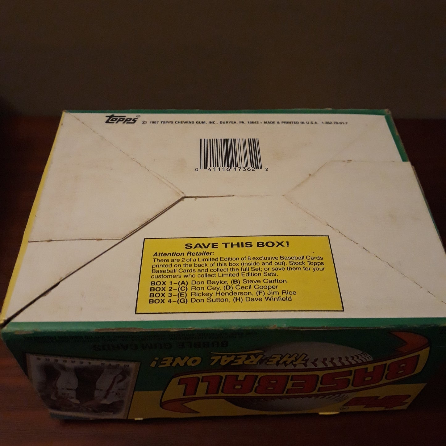 1987 Topps Baseball Wax Box