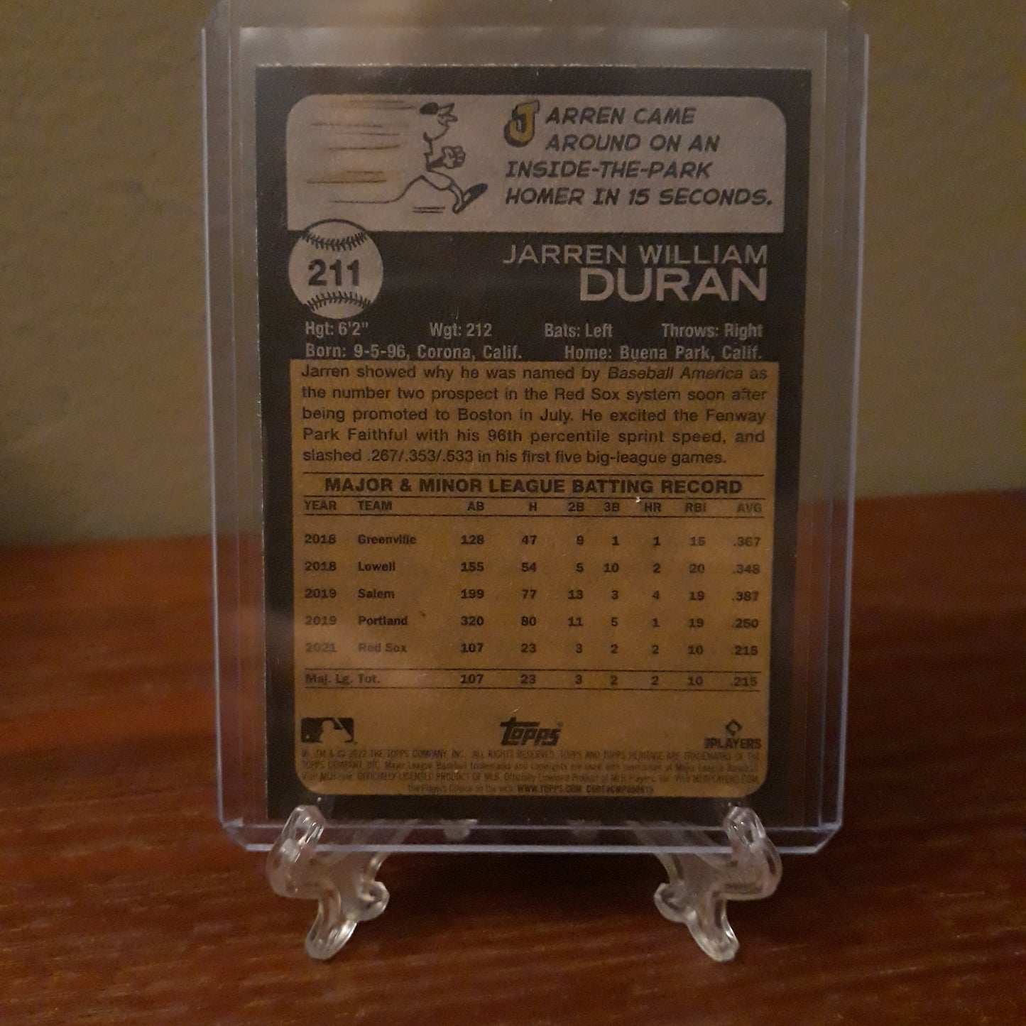 2022 Topps Heritage Jarren Duran Rookie Card