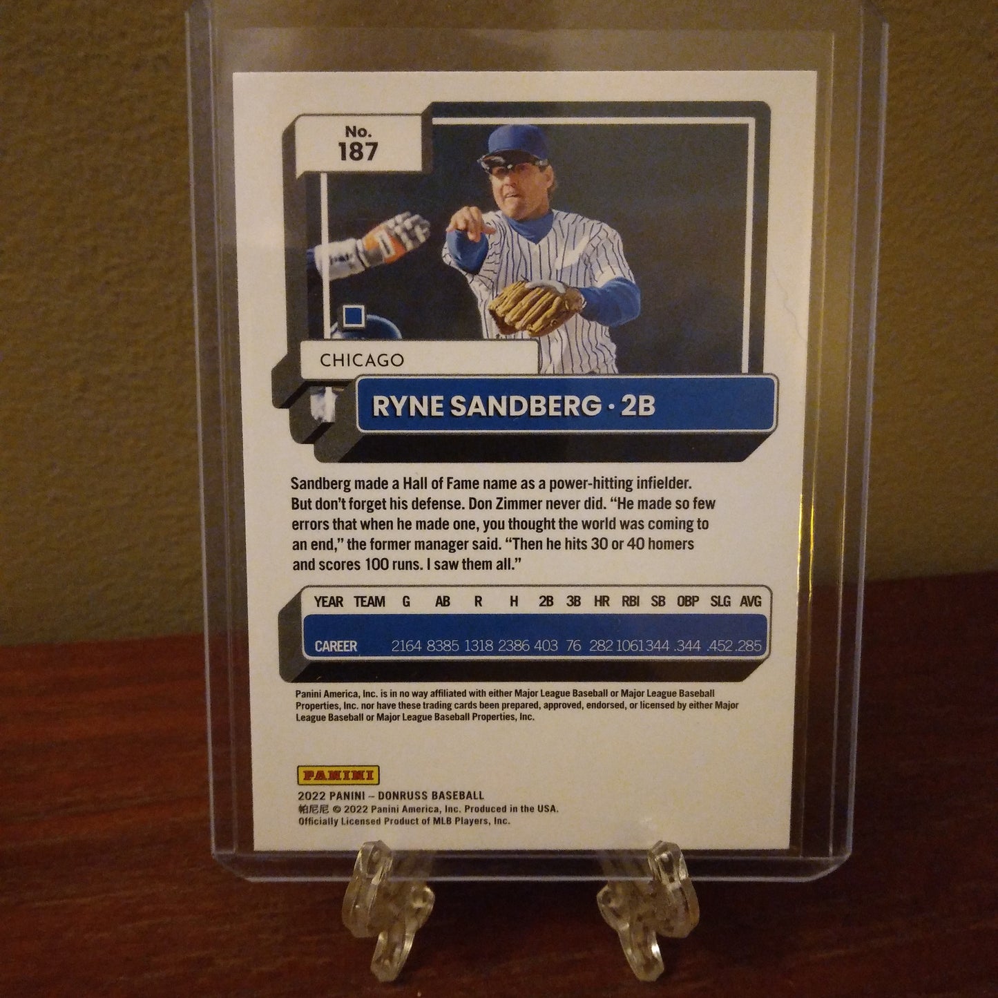 2022 Donruss Baseball Holo Purple Ryne Sandberg #187