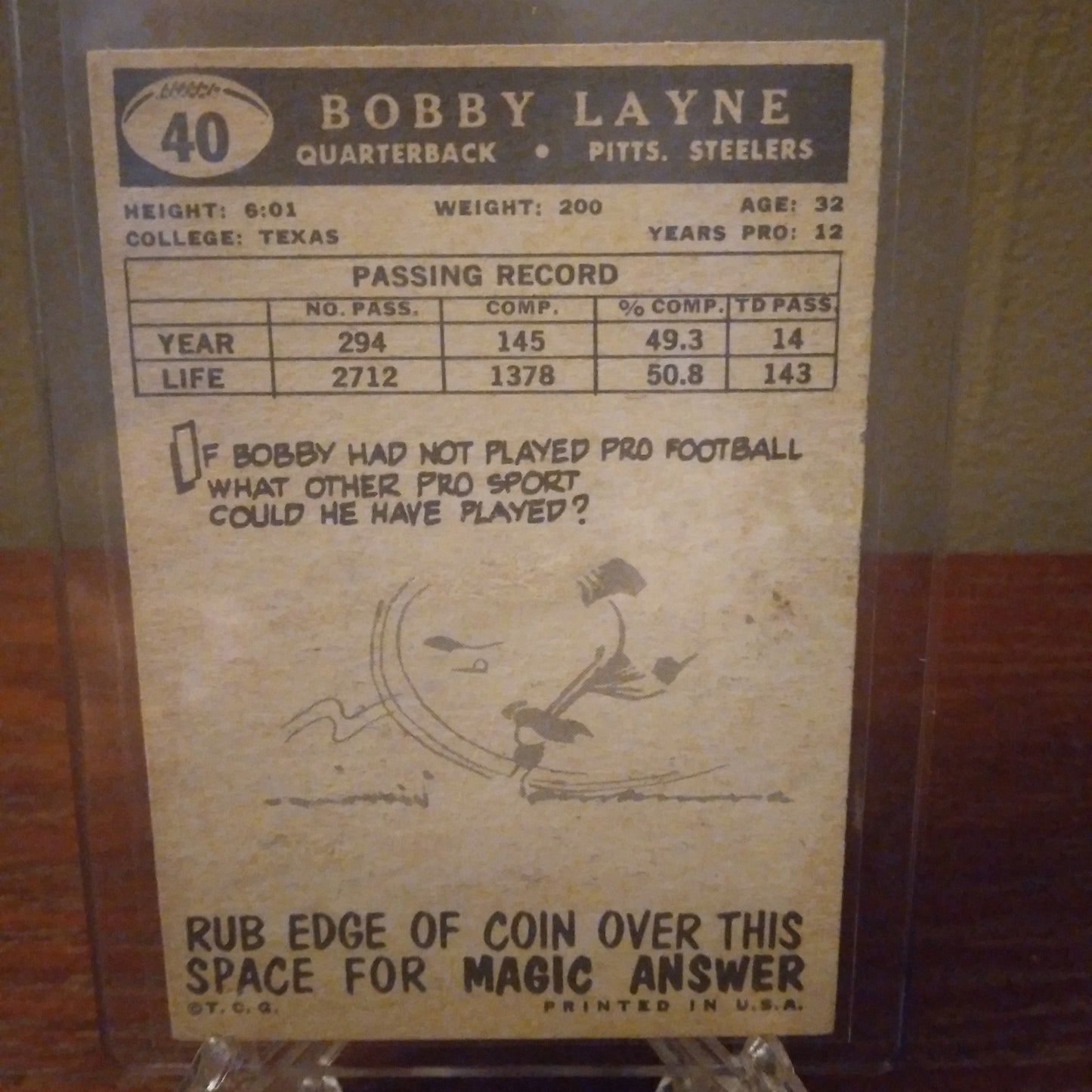 1959 Topps Football Bobby Layne #40