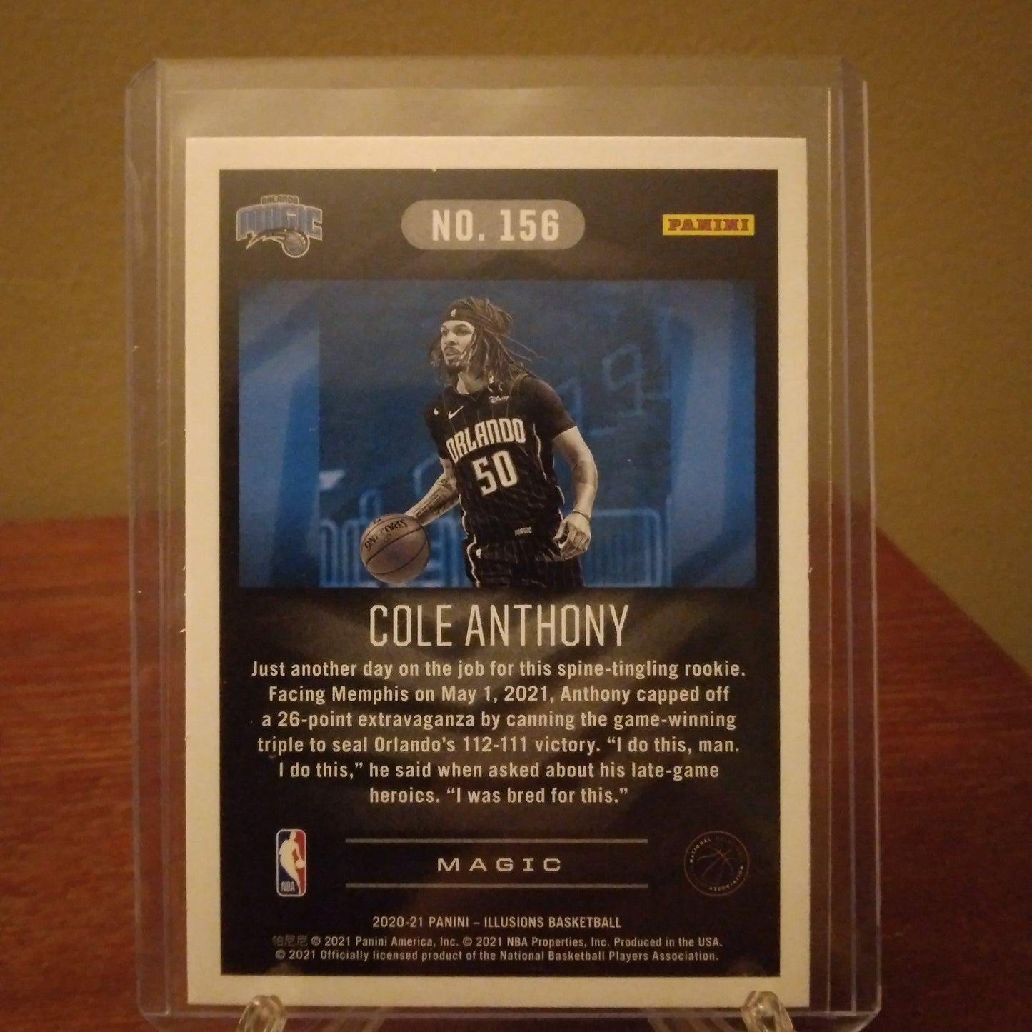 2020-21 Illusions Sapphire Cole Anthony RC #156