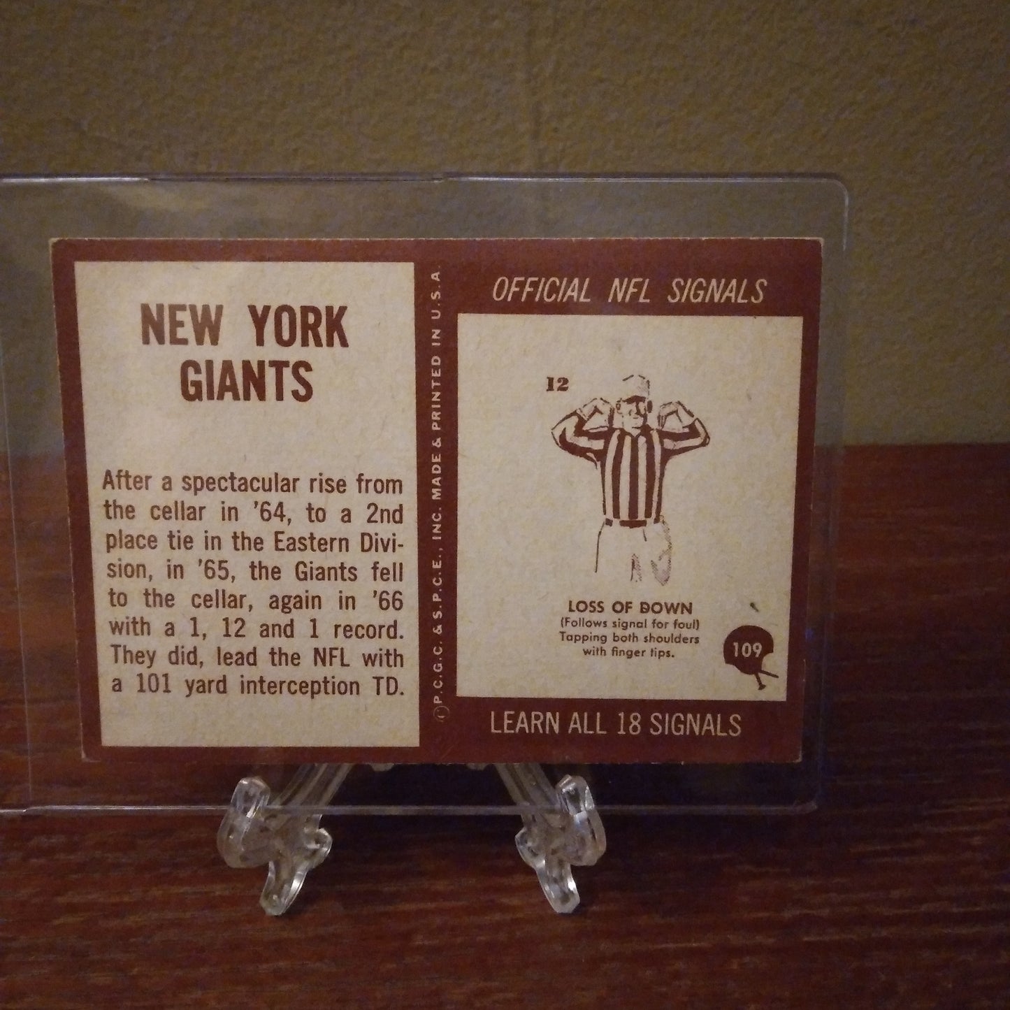 1967 Philadelphia C.G.C. New York Giants Team Card #109