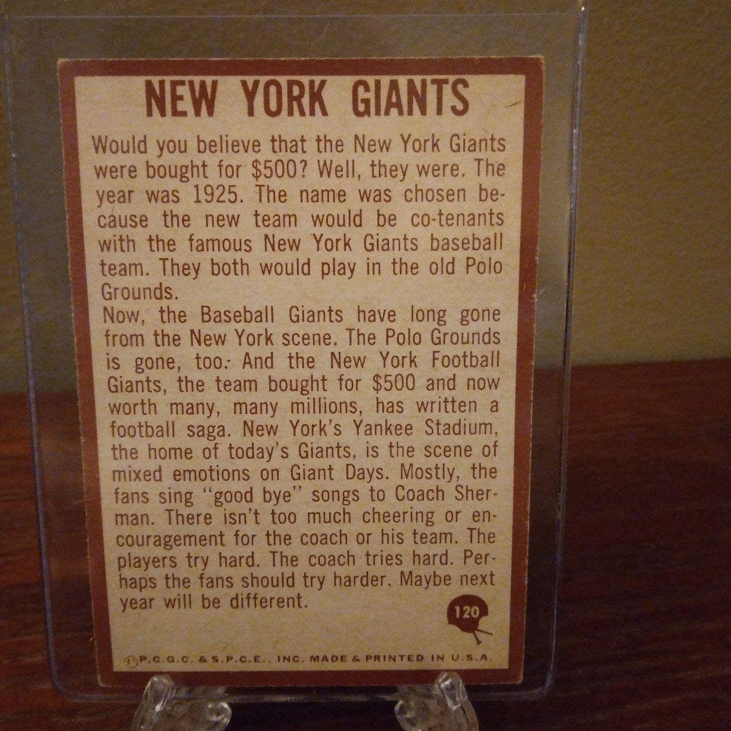 1967 Philadelphia C.G.C. New York Giants Team #120