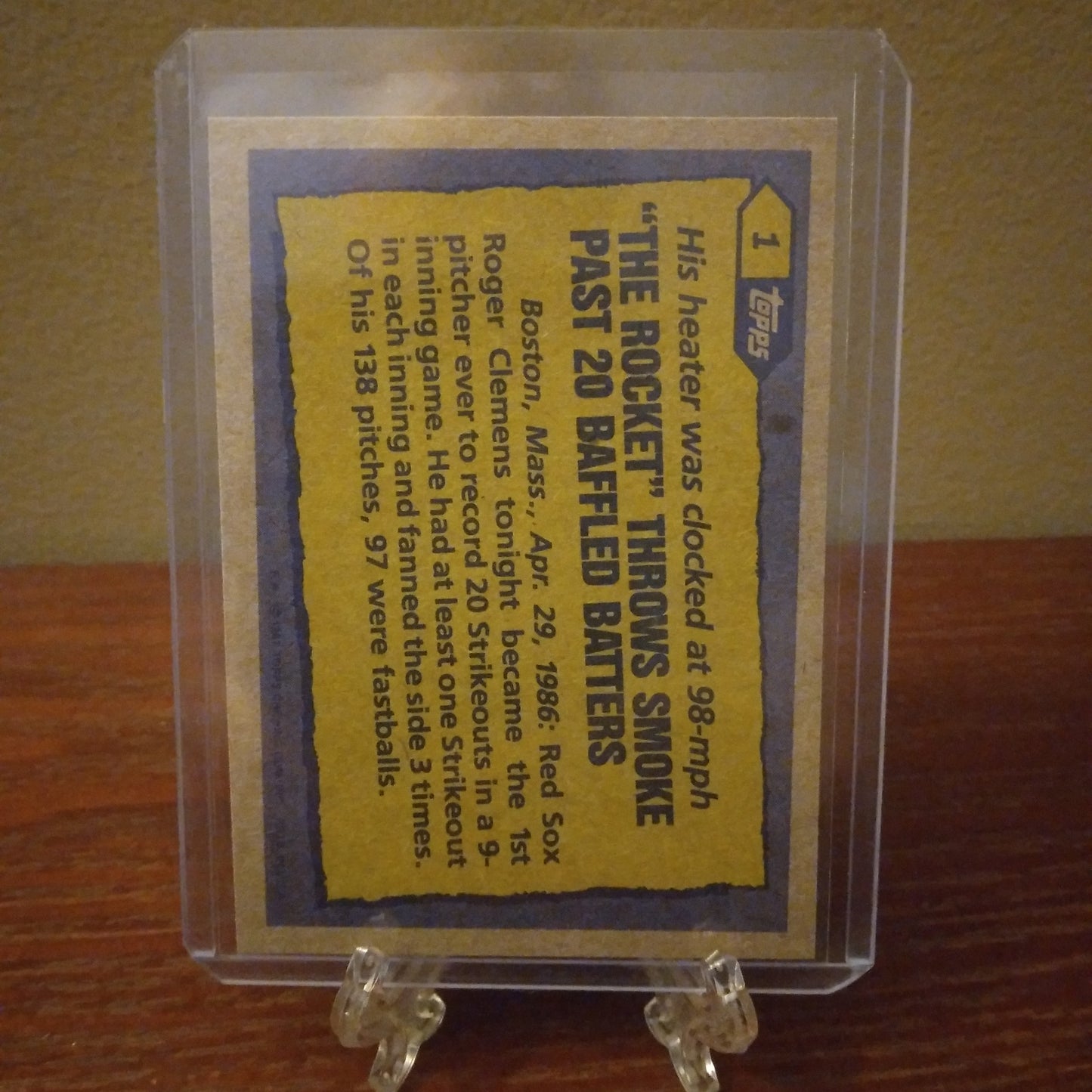 1987 Topps Record Breaker Roger Clemens #1