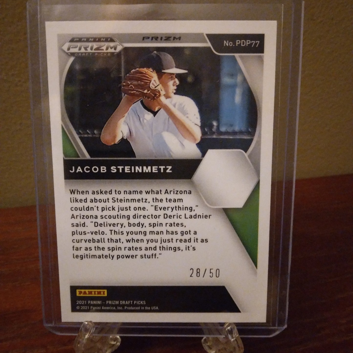 2021 Prizm Draft Picks Neon Orange 28/50 Jacob Steinmetz #77