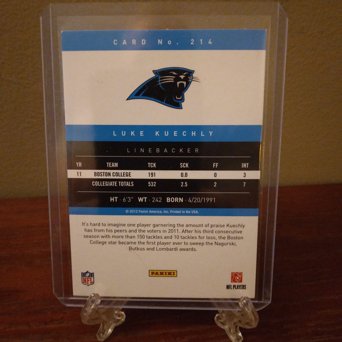 2012 Prestige Luke Kuechly Rookie Card #214