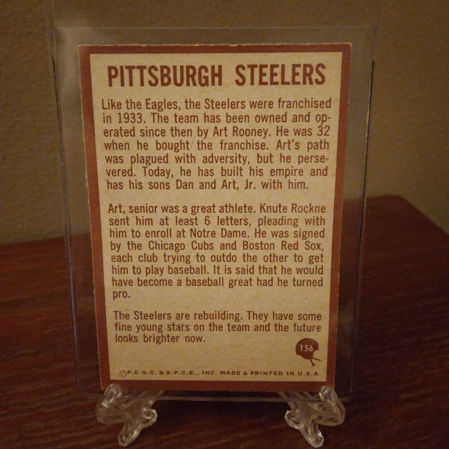 1967 Philadelphia C.G.C. Pittsburgh Steelers Team #156