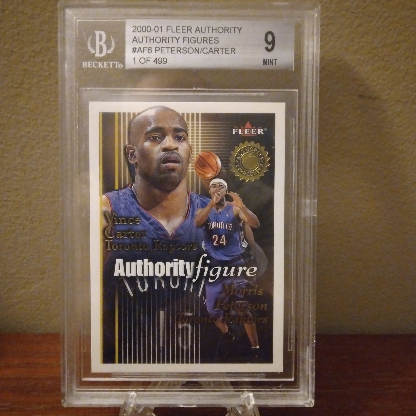 2000-01 Fleer Authority Figures Vince Carter/Morris Peterson #AF6 1of 499 BGS Graded MT 9