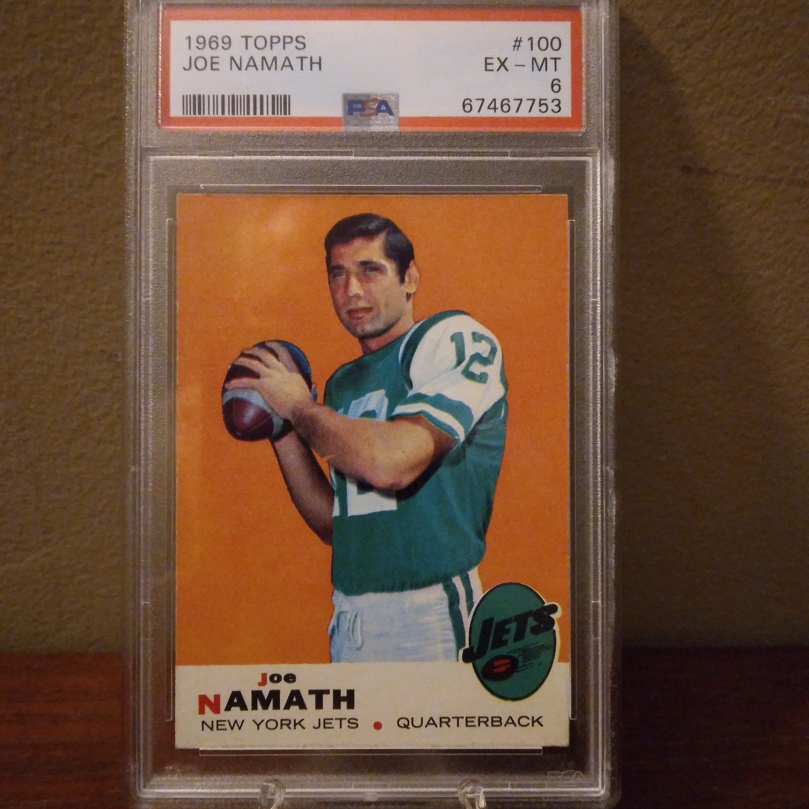 1969 Topps #100 Joe Namath PSA 5.5 Graded Football Card NFL New York Jets