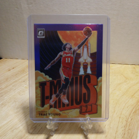 2021 Donruss Optics T-Minus 3...2...1 Purple Trae Young #13