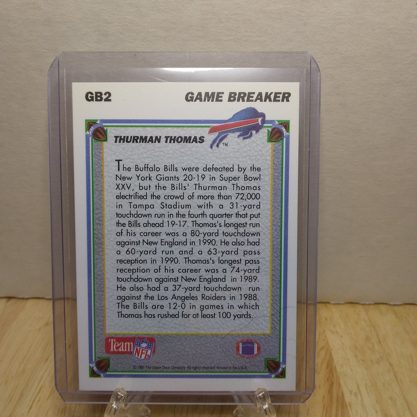 1991 Upper Deck Game Breaker Hologram Thurman Thomas #GB2