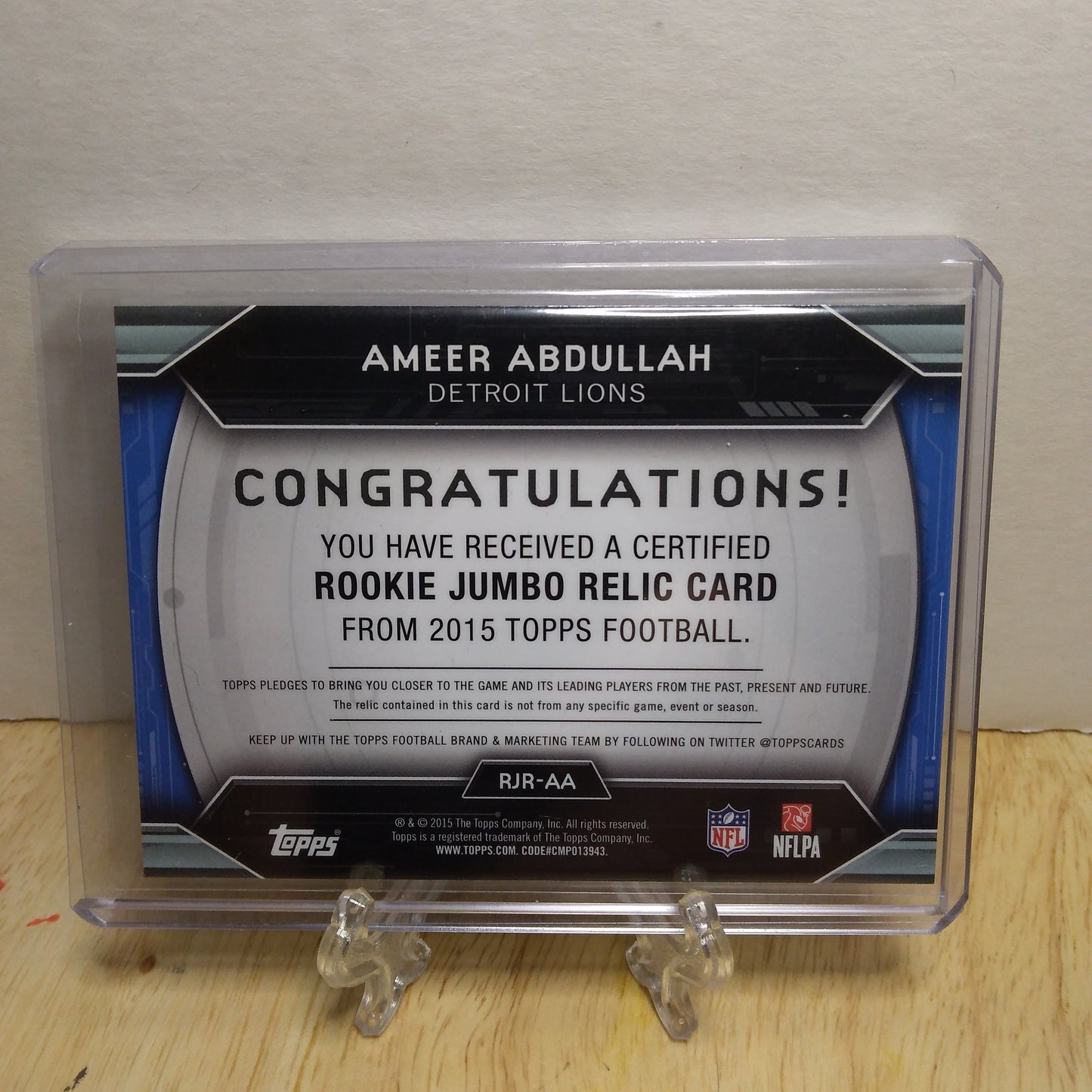 2015 Topps Rookie Jumbo Relic Ameer Abdullah #RJRAA