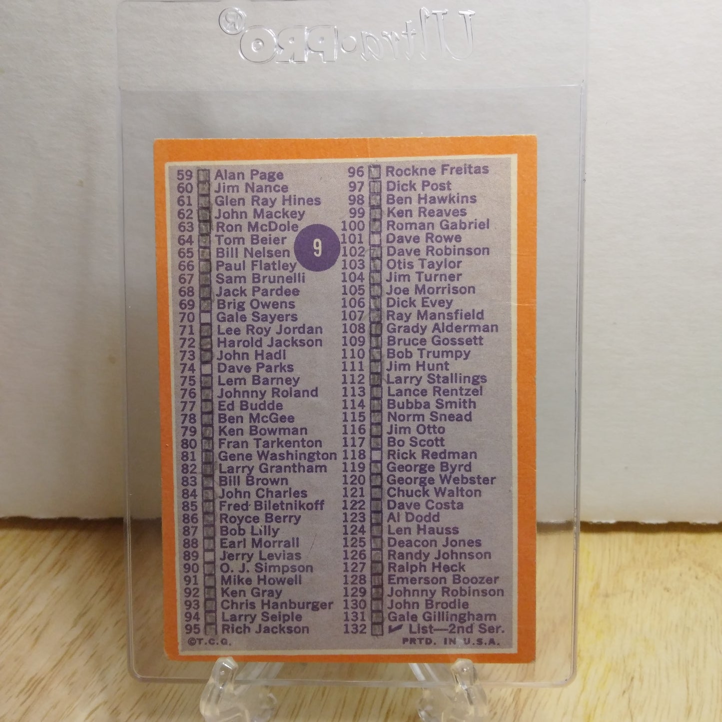 1970 Topps Football Series 1 Checklist (Marked) #9