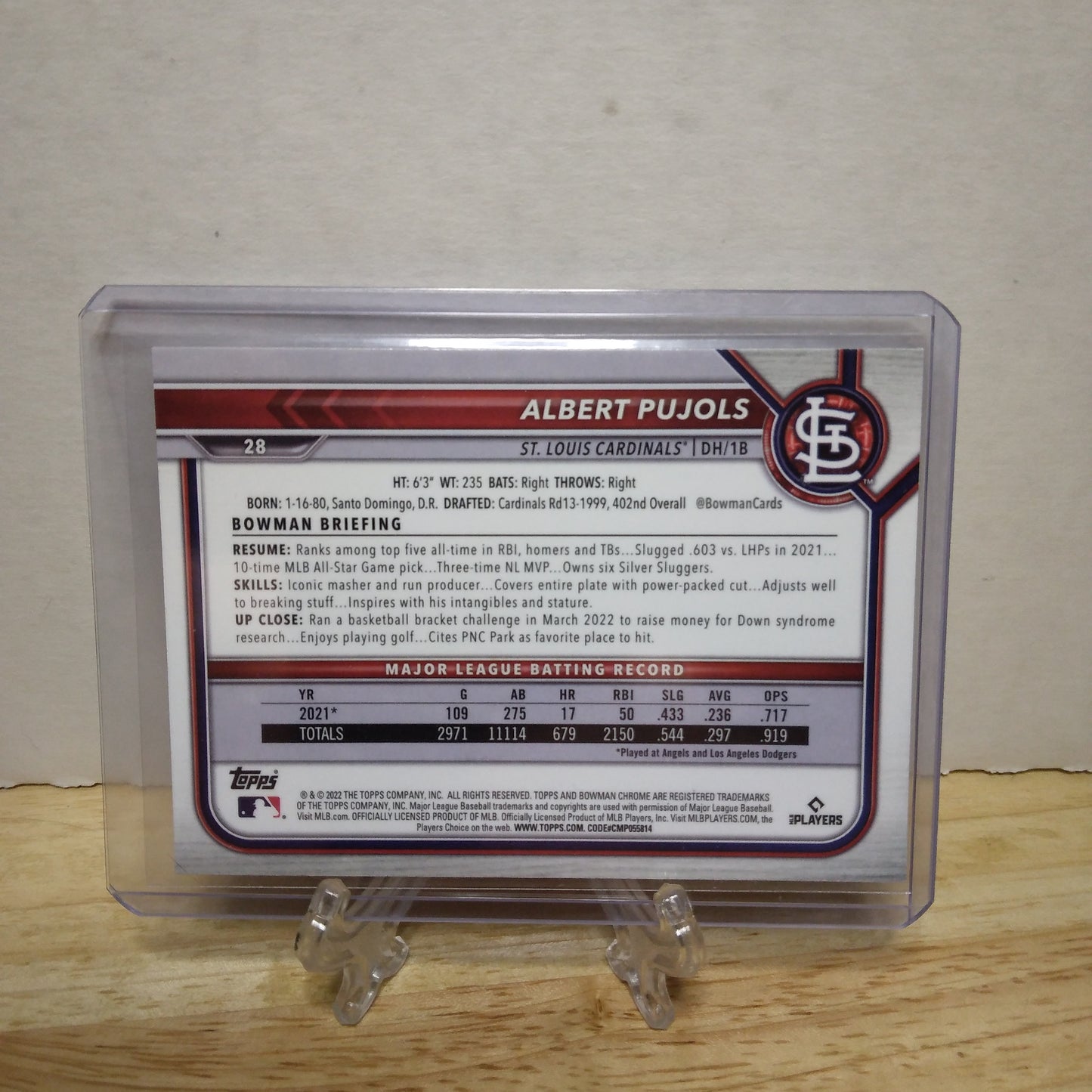 2022 Bowman Chrome Albert Pujols #28