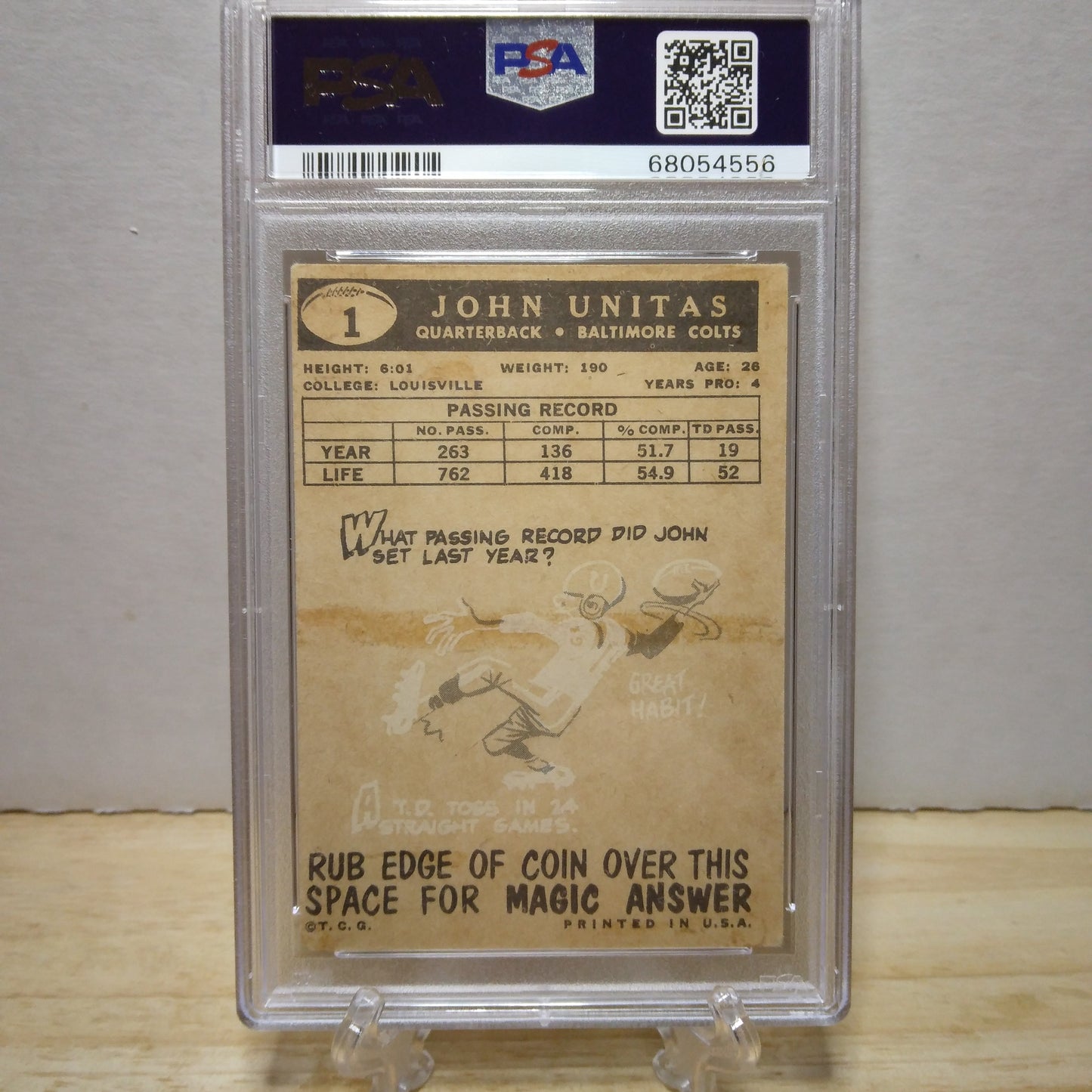 1959 Topps Johnny Unitas #1 PSA GD 2