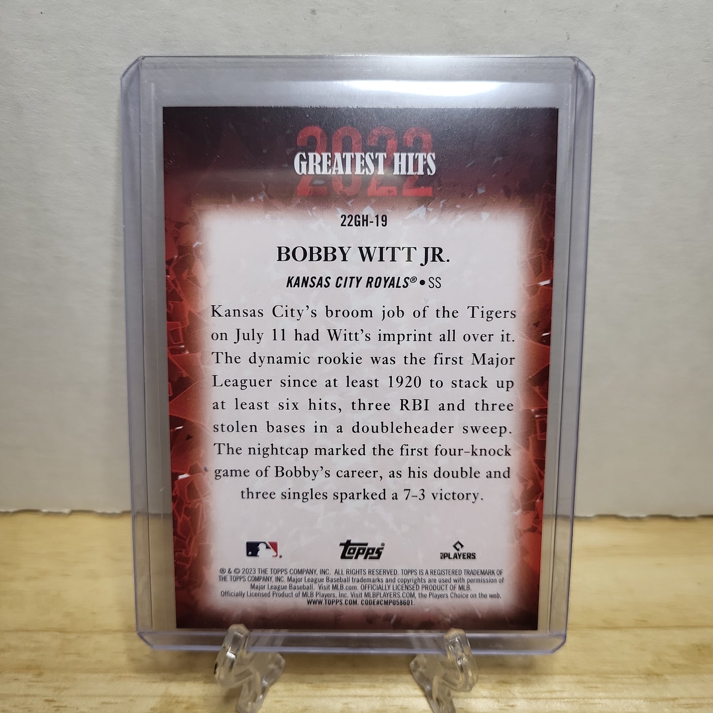 2023 Topps Greatest Hits 2022 Bobby Witt Jr. #22GH-19