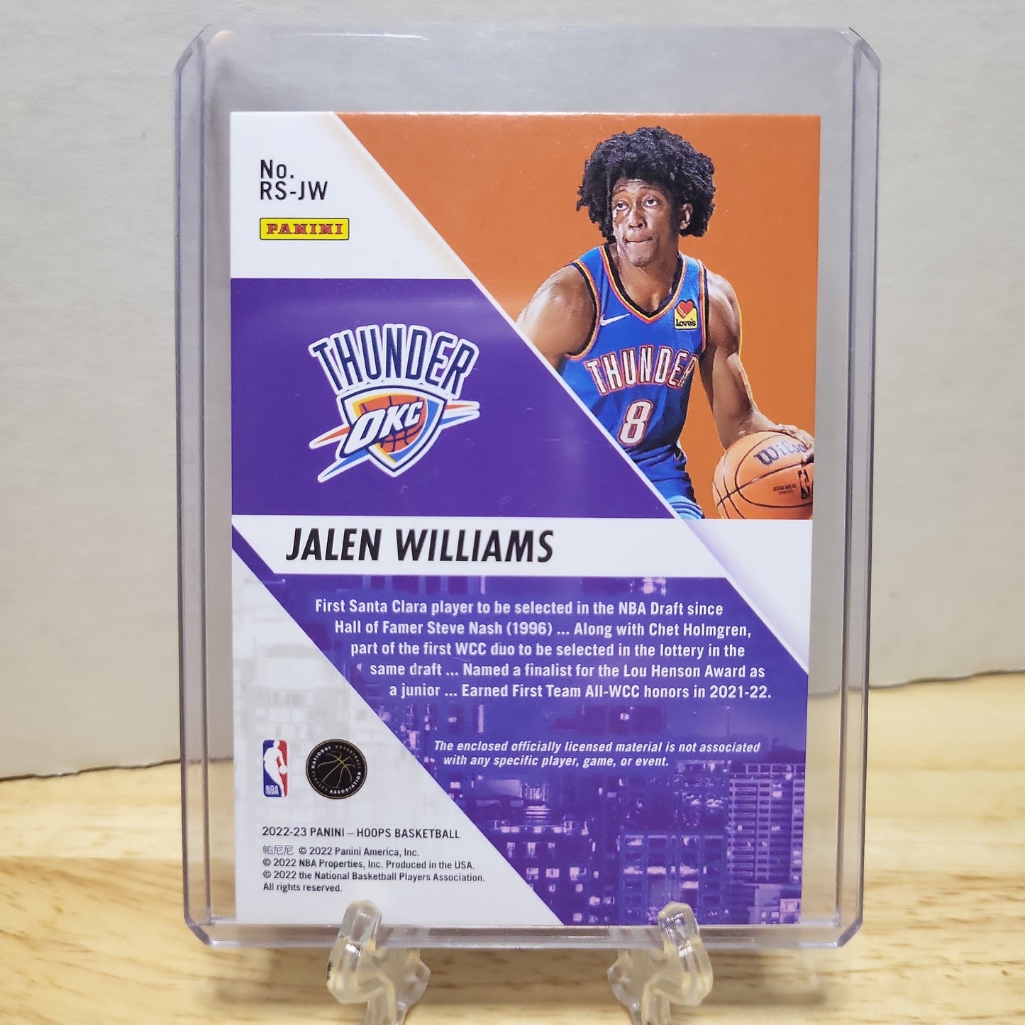 2022-23 NBA Hoops Rise N Shine Memorabilia Jalen Williams RC