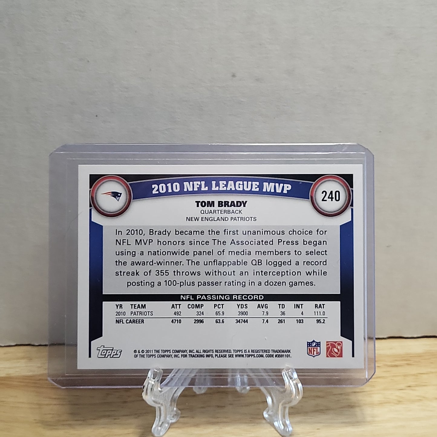 2011 Topps Tom Brady League MVP #240