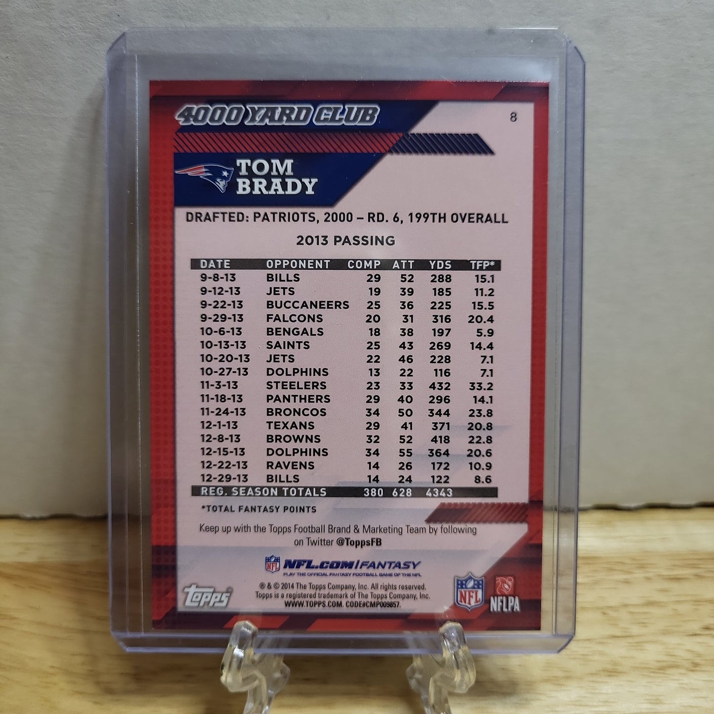 2014 Topps 4000 Yard Club Tom Brady #8