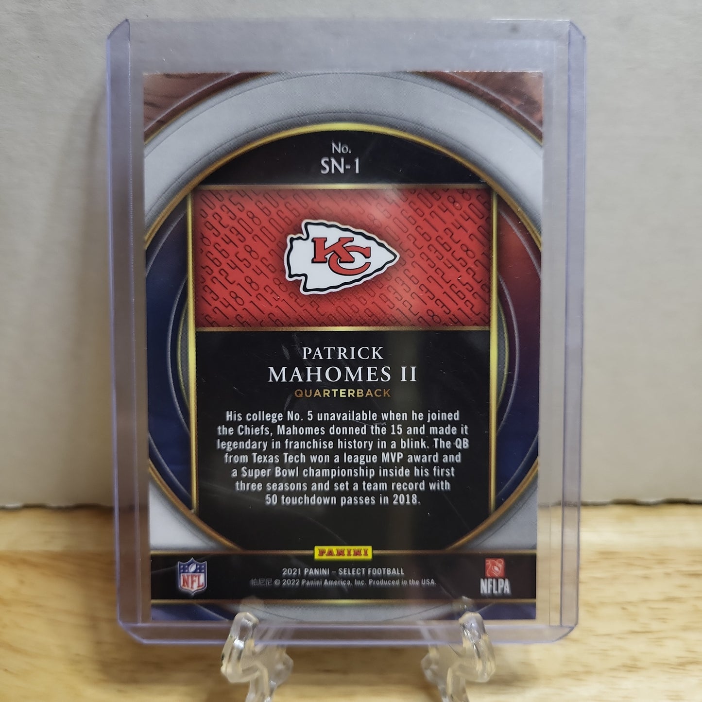 2021 Panini Select Numbers Patrick Mahomes II #SN-1