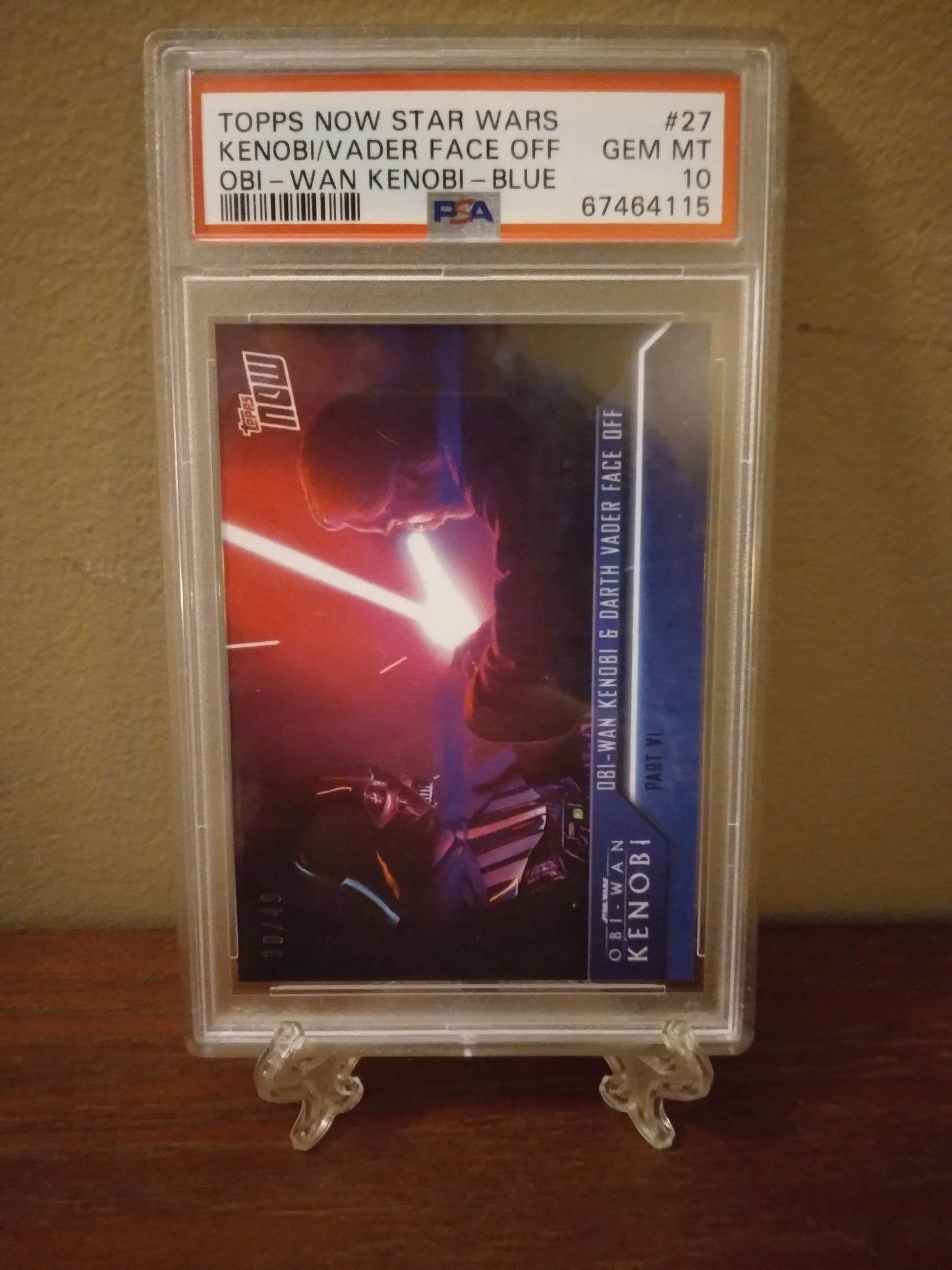 2022 Topps Now Star Wars Kenobi and Vader Face off, Kenobi Blue 30/49 PSA 10